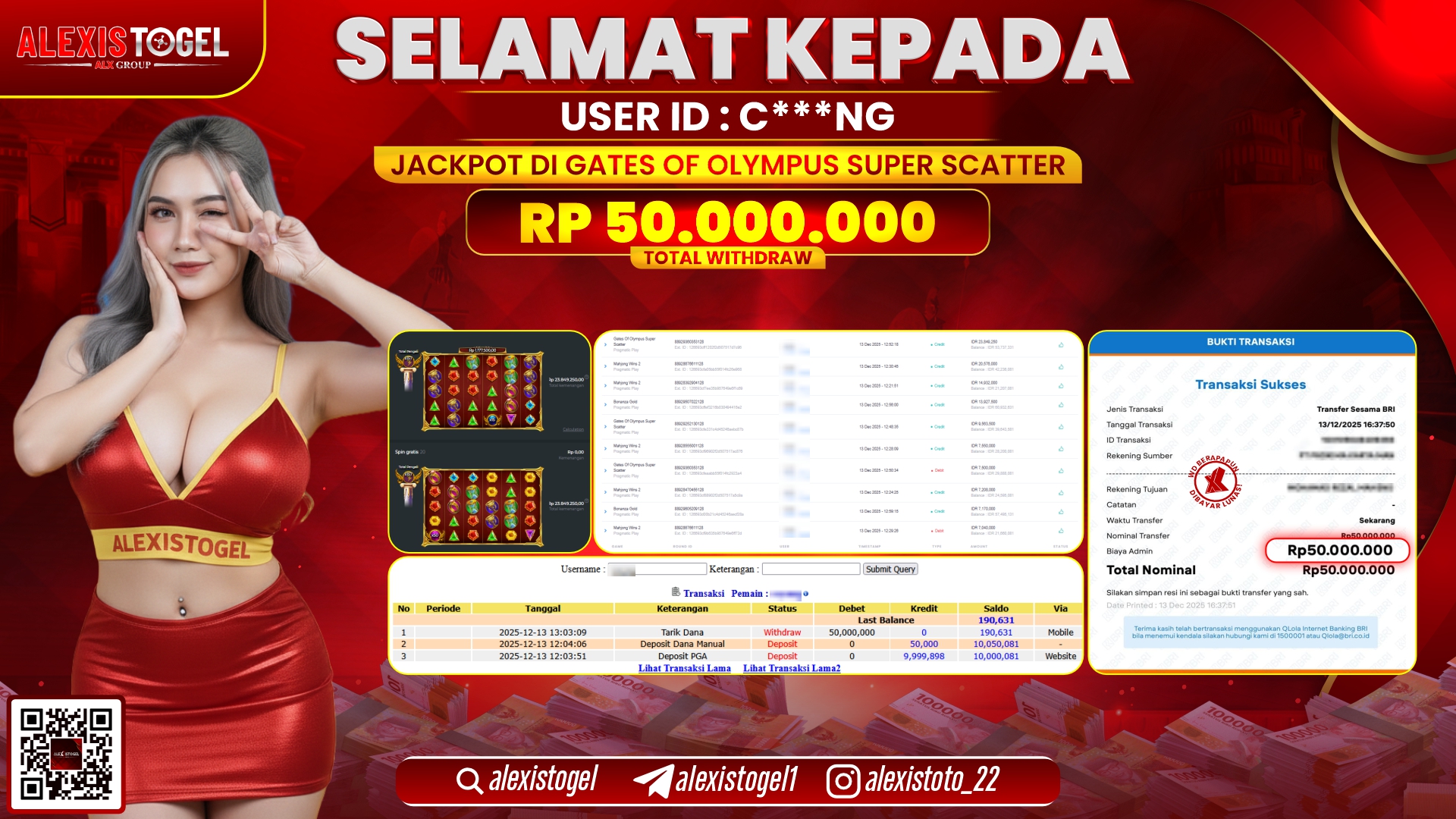 ALEXISTOGEL di SLOT GATES OF OLYMPUS SUPER SCATTER RP.50.000.000,- LUNAS