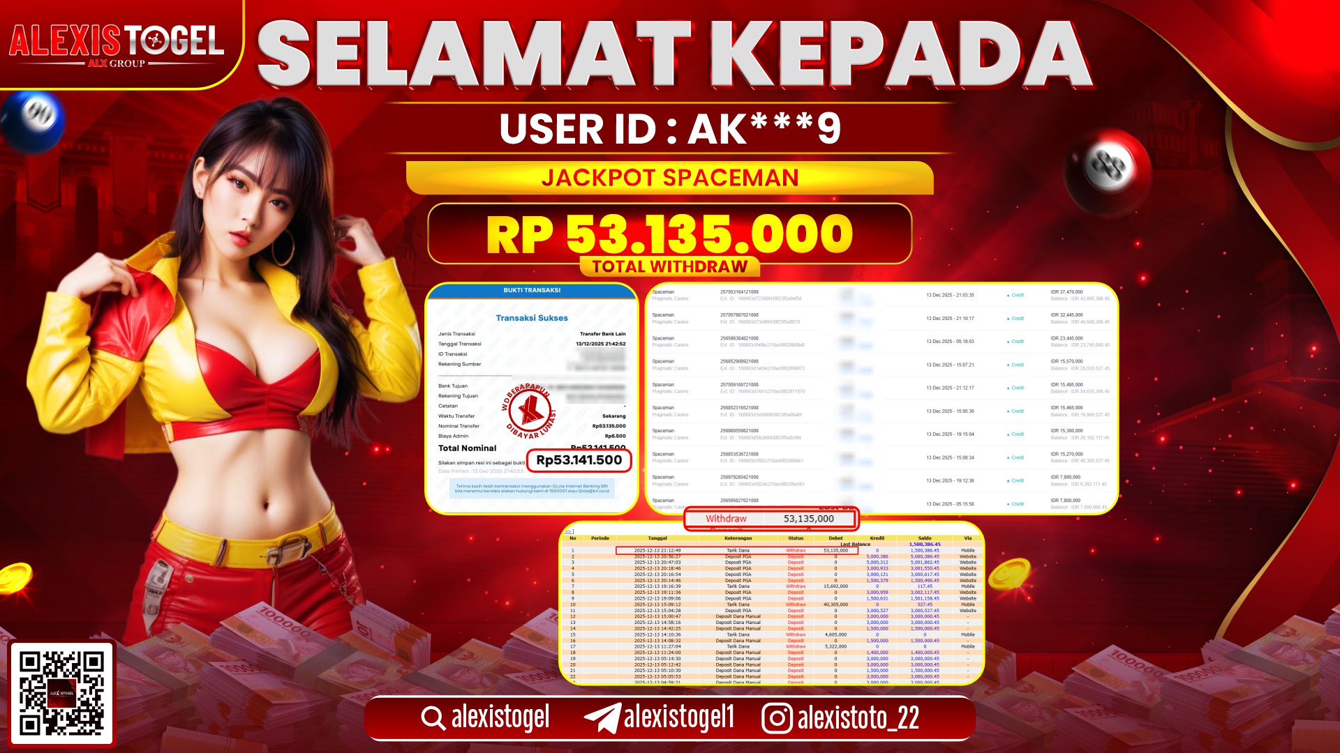 ALEXISTOGEL di SLOT SPACEMAN RP.53.135.000,- LUNAS