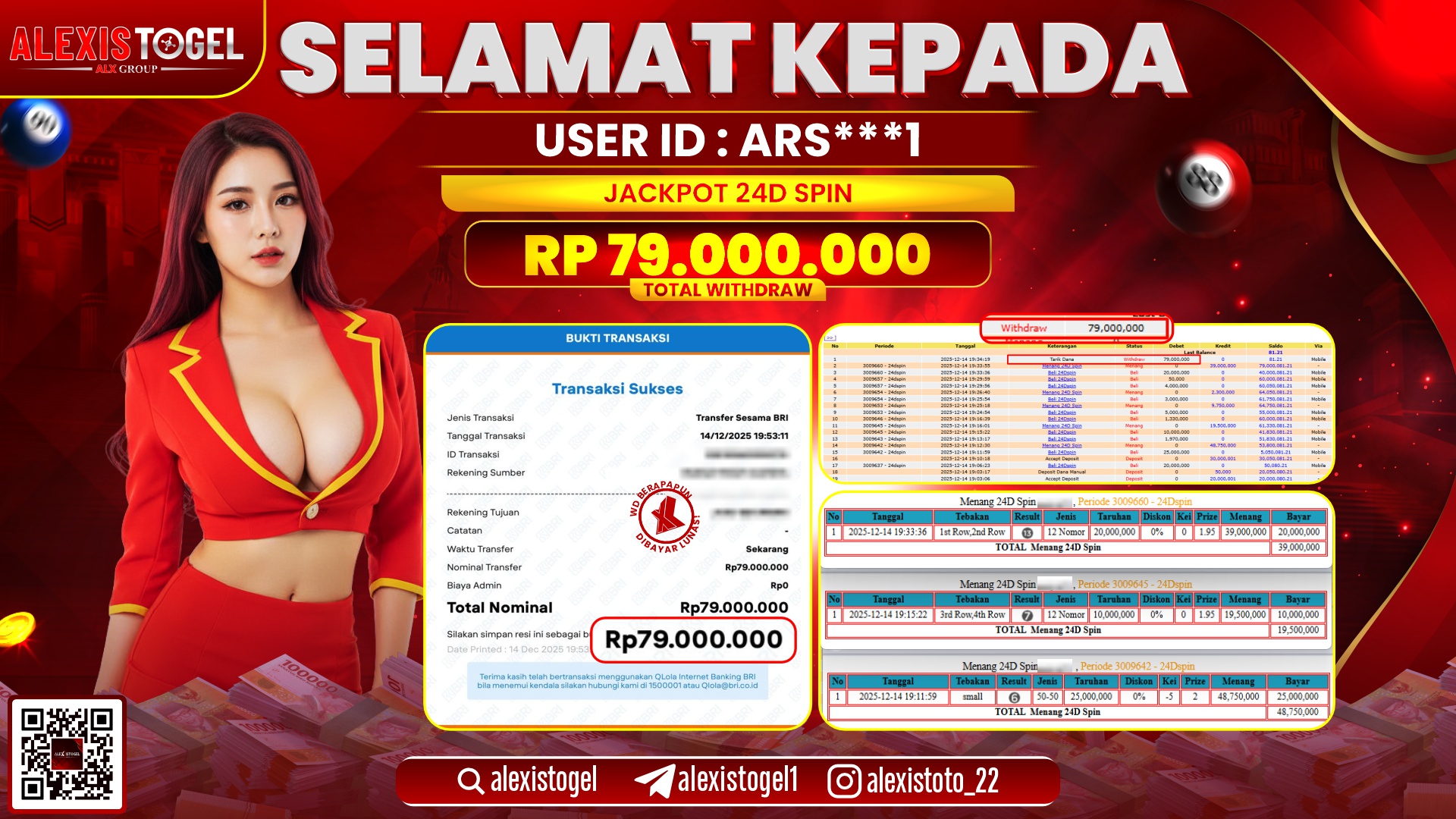 ALEXISTOGEL di CASNIO 24D SPIN RP.79.000.000,- LUNAS