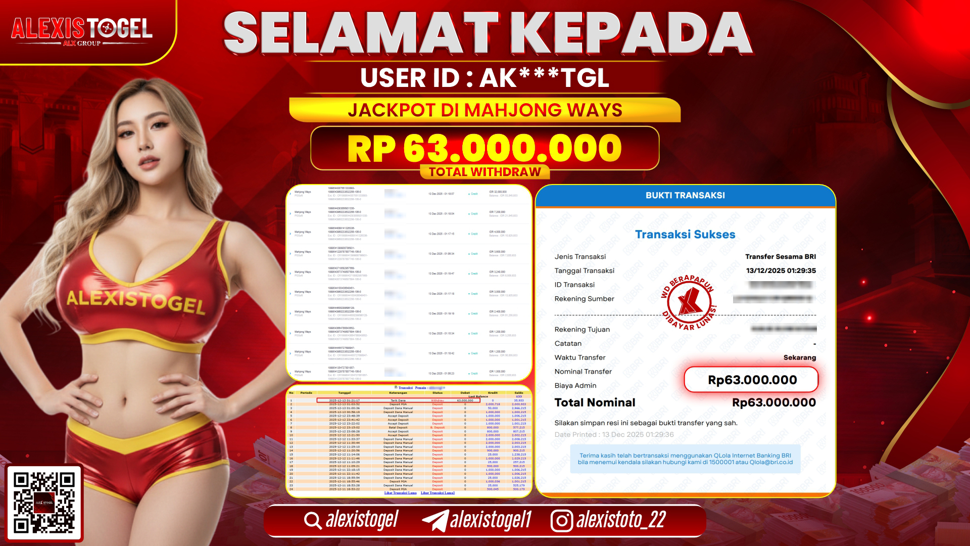 ALEXISTOGEL di SLOT MAHJONG WAYS RP.63.000.000,- LUNAS
