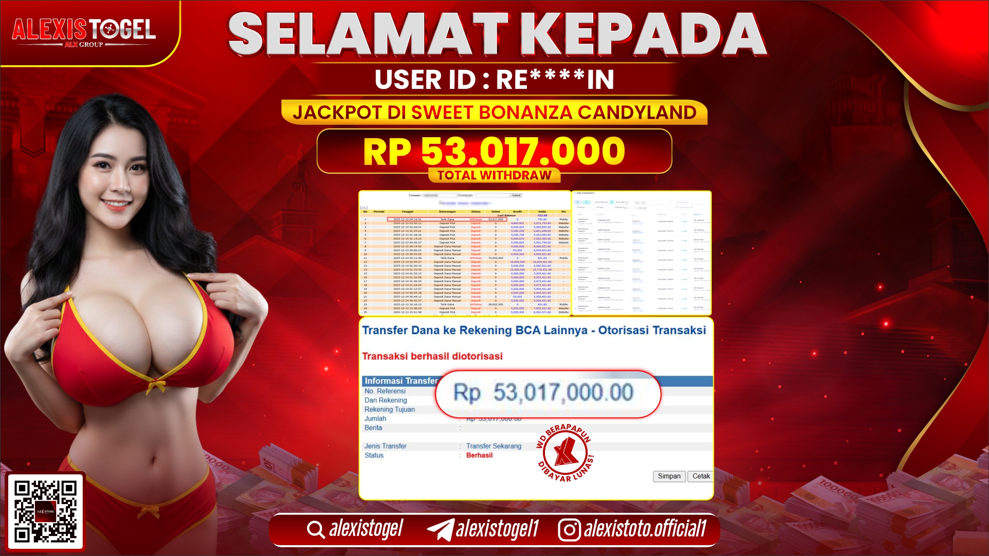 ALEXISTOGEL di SLOT SWEET BONANZA CANDYLAND RP.53.017.000,- LUNAS