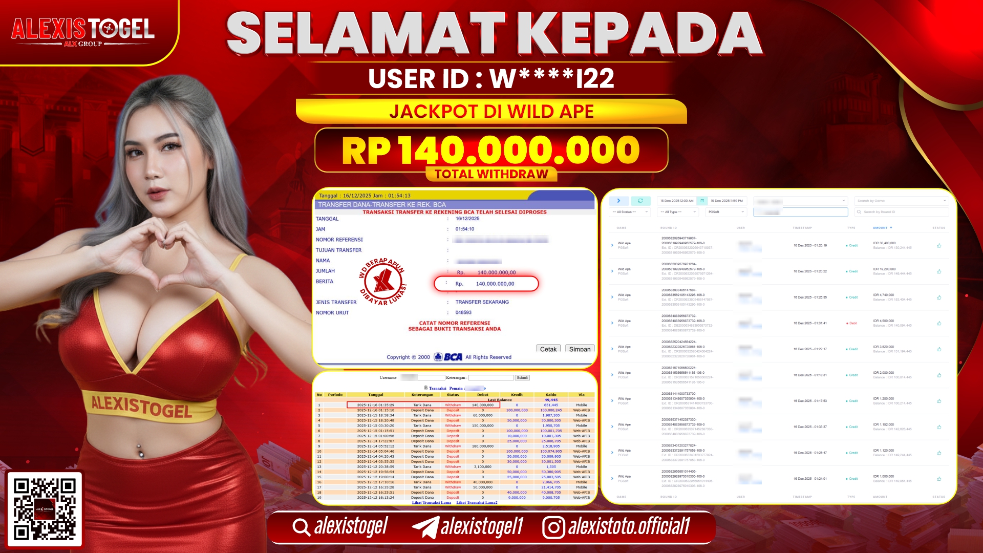 ALEXISTOGEL di SLOT WILD APE RP.140.000.000,- LUNAS