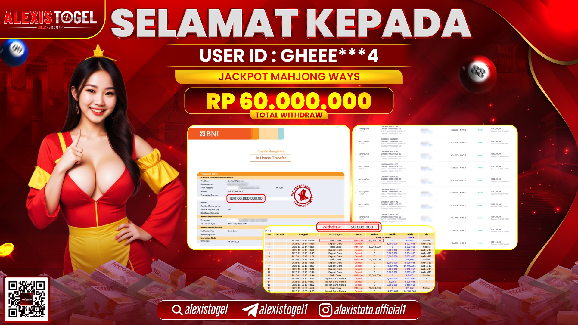 ALEXISTOGEL di SLOT MAHJONG WAYS RP.60.000.000,- LUNAS