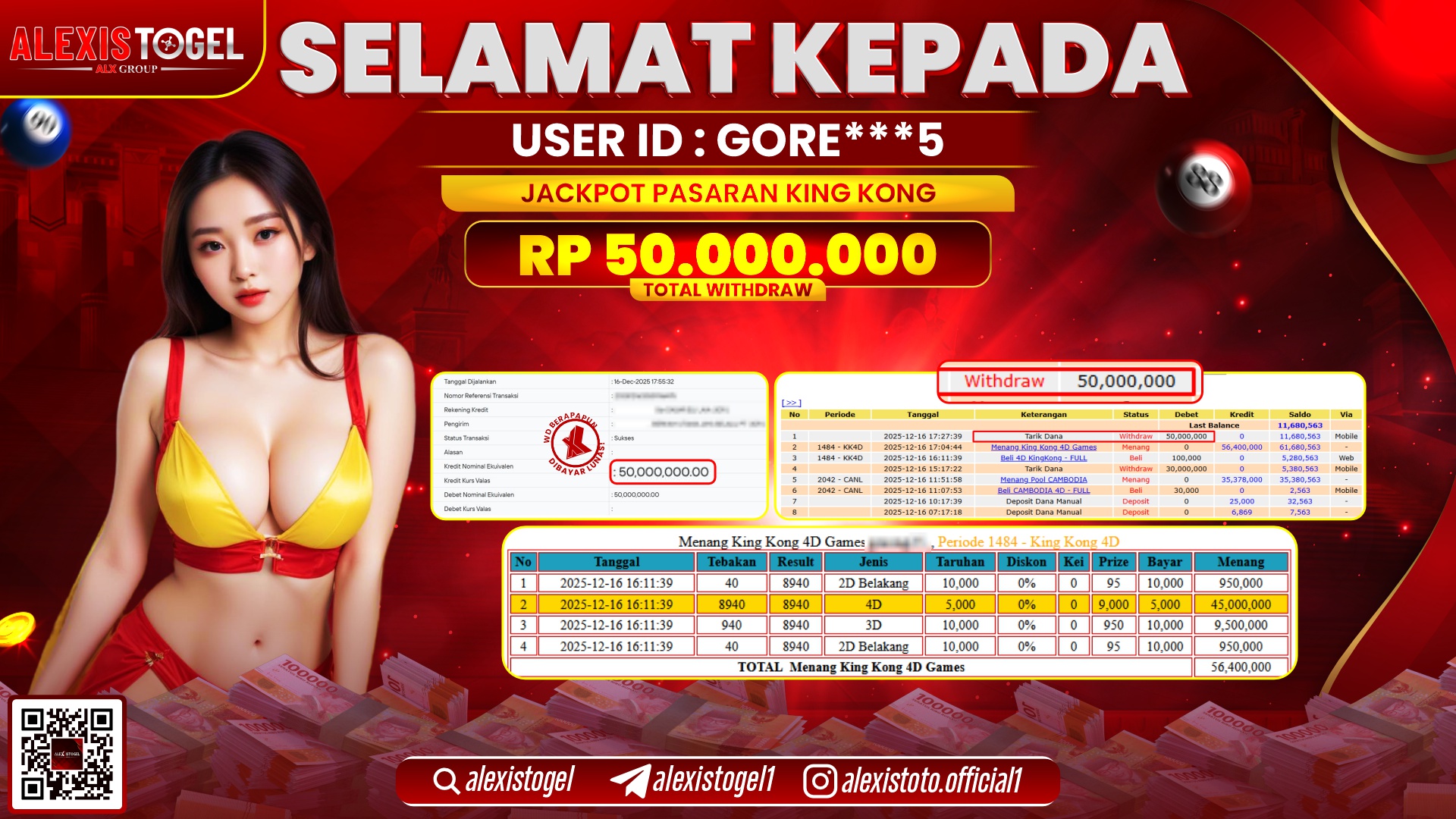 ALEXISTOGEL di TOGEL KING KONG RP.50.000.000,- LUNAS