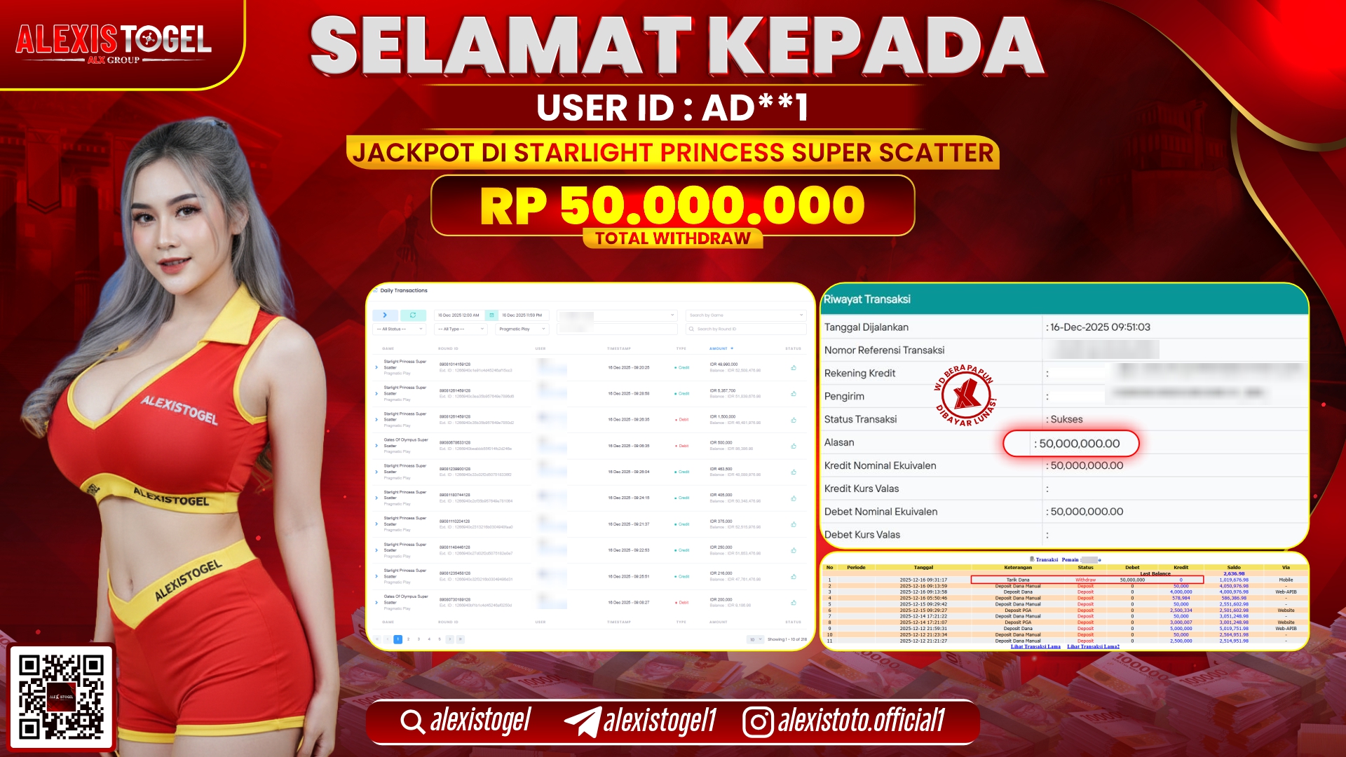 ALEXISTOGEL di SLOT STARLIGHT PRINCESS SUPER SCATTER RP.50.000.000,- LUNAS