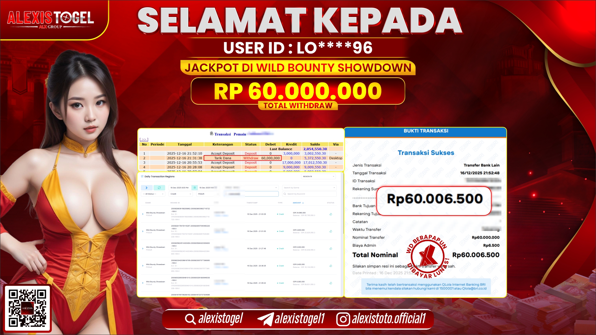 ALEXISTOGEL di SLOT WILD BOUNTY SHOWDOWN RP.60.000.000,- LUNAS