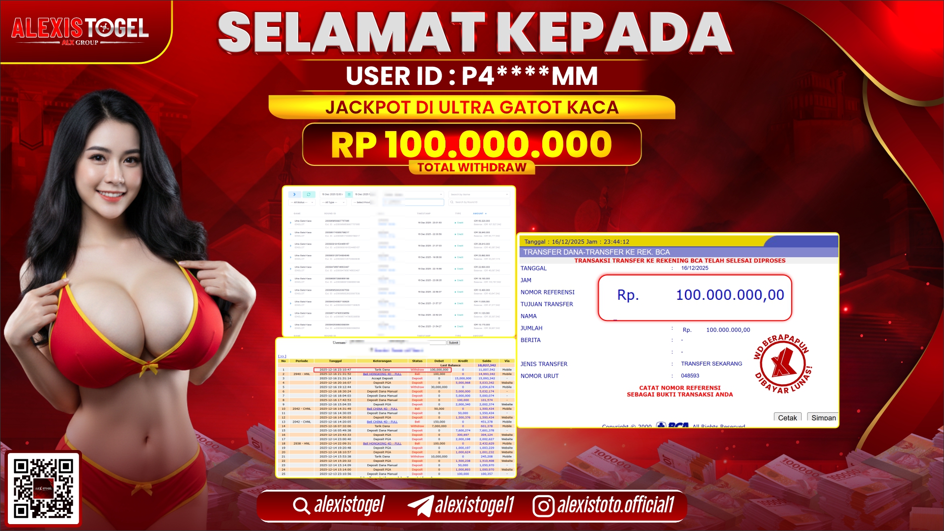 ALEXISTOGEL di SLOT ULTRA GATOT KACA RP.100.000.000,- LUNAS 