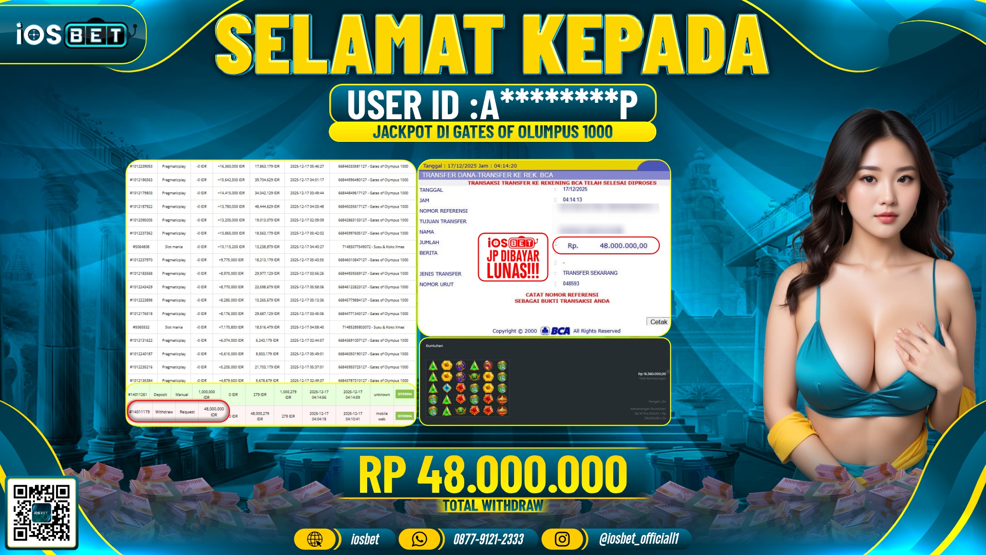 Bukti Pembayaran LUNAS SLOT GAME GACOR Rp.13.256.000,-