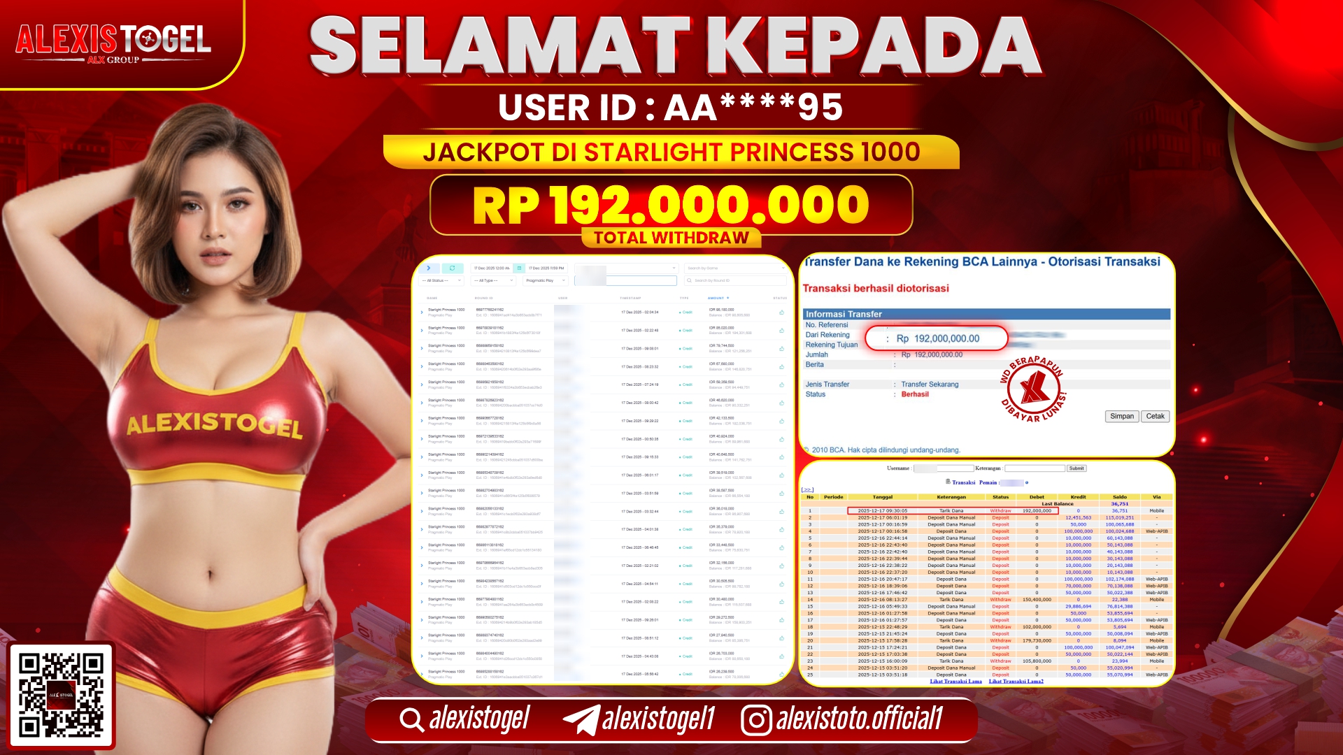ALEXISTOGEL di SLOT STARLIGHT PRINCESS 1000 RP.192.000.000,- LUNAS 