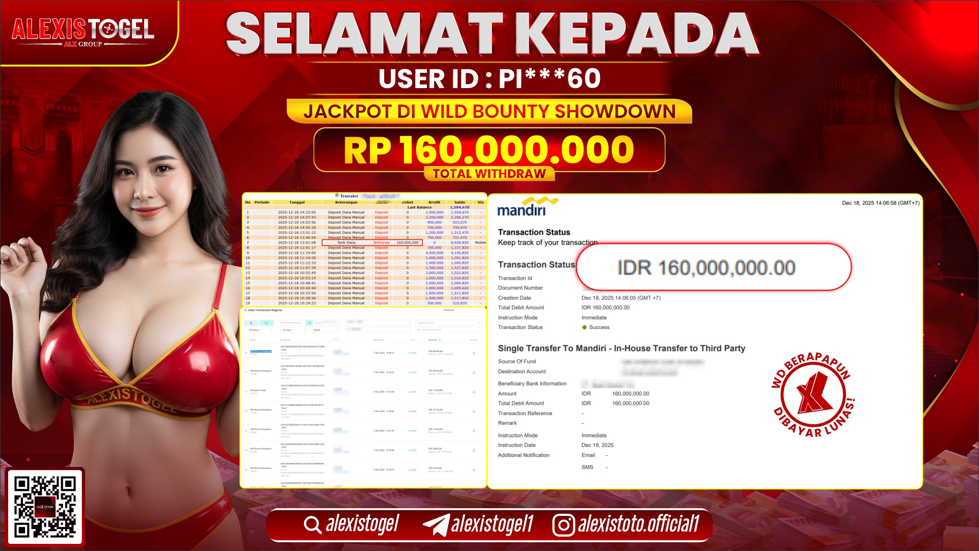 ALEXISTOGEL di SLOT WILD BOUNTY SHOWDOWN RP.160.000.000,- LUNAS 