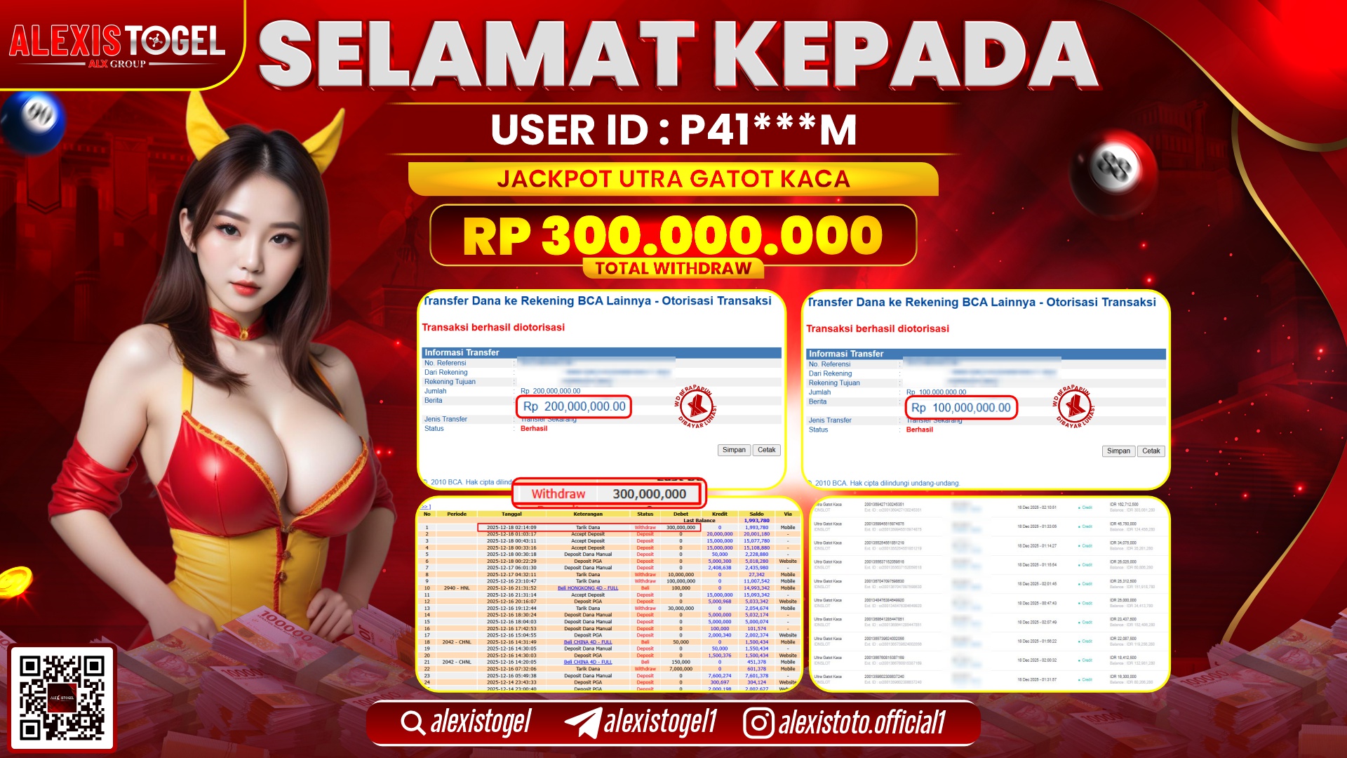 ALEXISTOGEL di SLOT ULTRA GATOT KACA RP.300.000.000,- LUNAS 