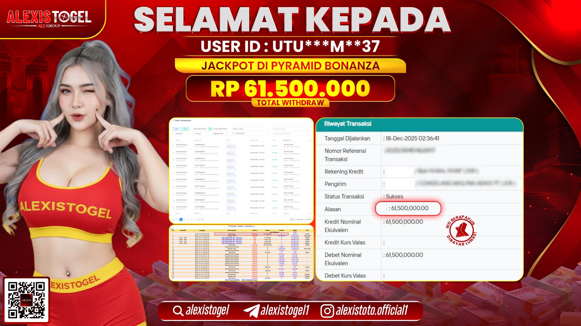 ALEXISTOGEL di SLOT PYRAMID BONANZA RP.61.500.000,- LUNAS 