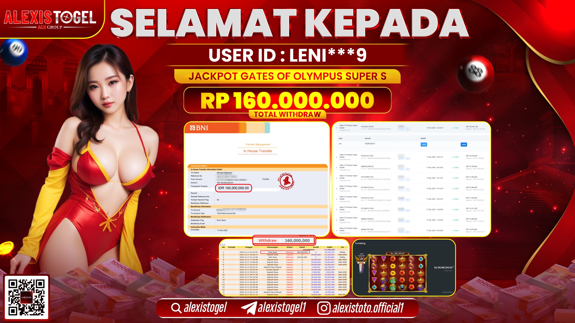 ALEXISTOGEL di SLOT GATES OF OLYMPUS SUPER S RP.160.000.000,- LUNAS 