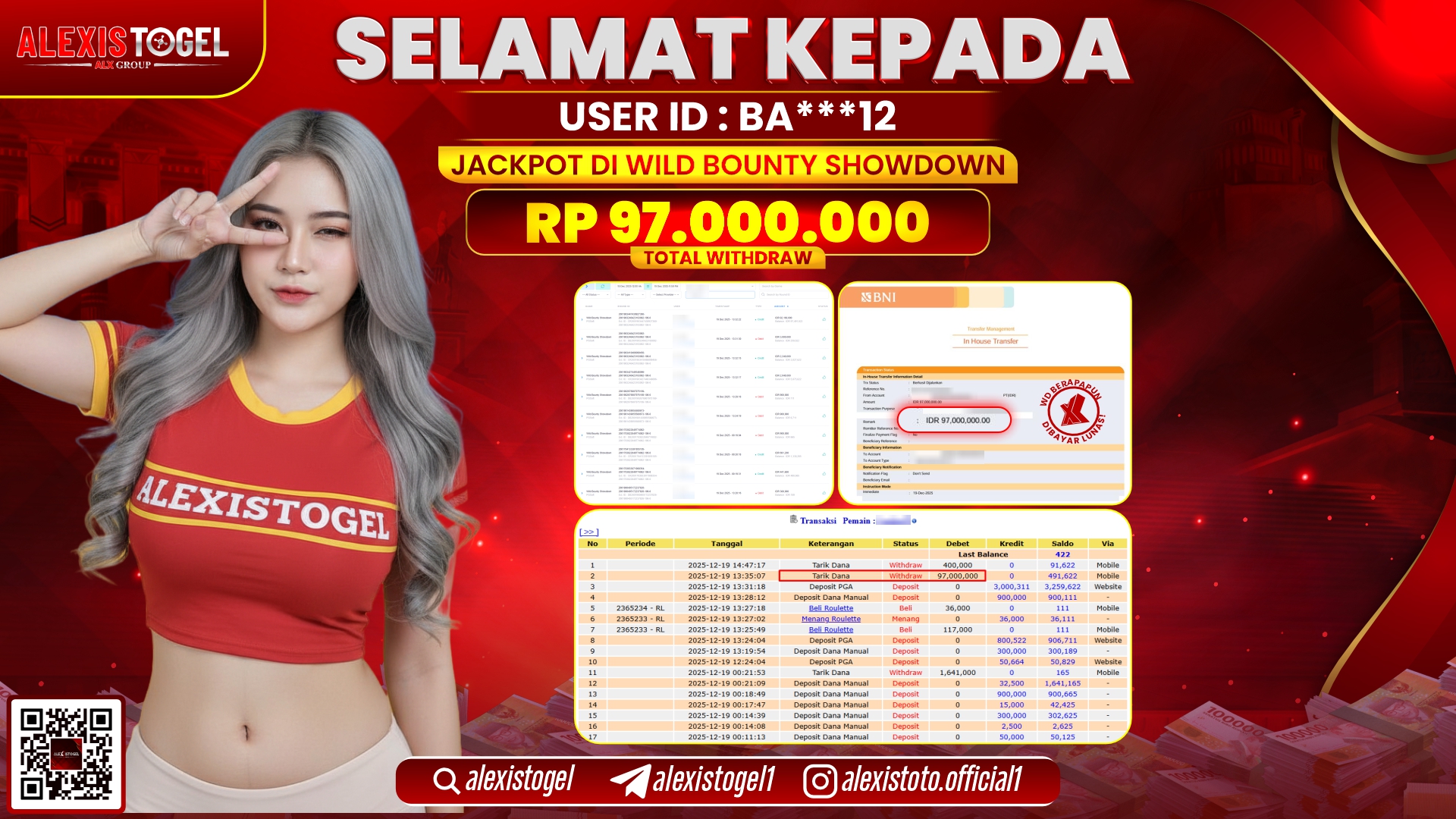ALEXISTOGEL di SLOT WILD BOUNTY SHOWDOWN RP.97.000.000,- LUNAS 