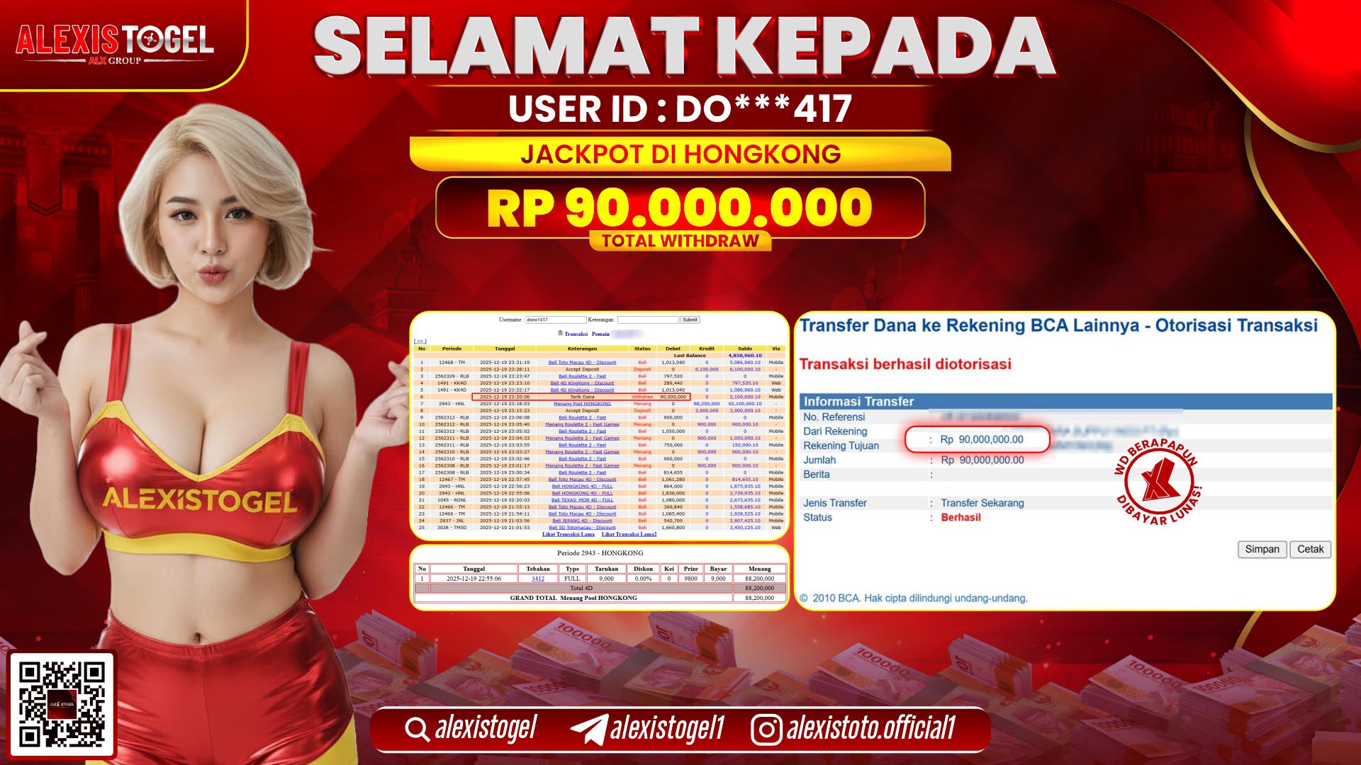ALEXISTOGEL di TOGEL HONGKONG LOTTO RP.90.000.000,- LUNAS 