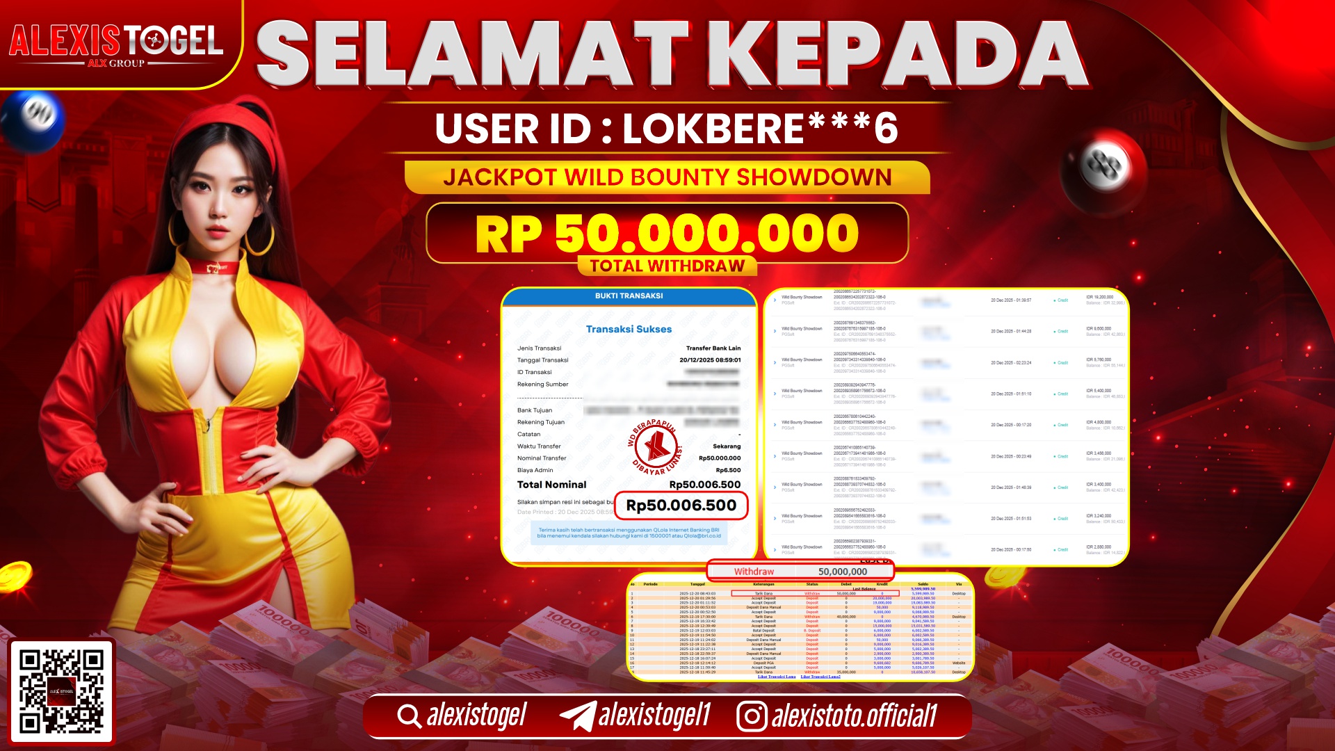 ALEXISTOGEL di SLOT WILD BOUNTY SHOWDOWN RP.50.000.000,- LUNAS 