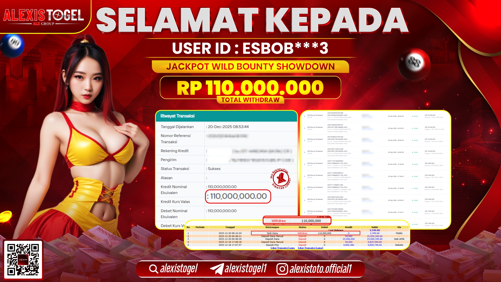 ALEXISTOGEL di SLOT WILD BOUNTY SHOWDOWN RP.110.000.000,- LUNAS 