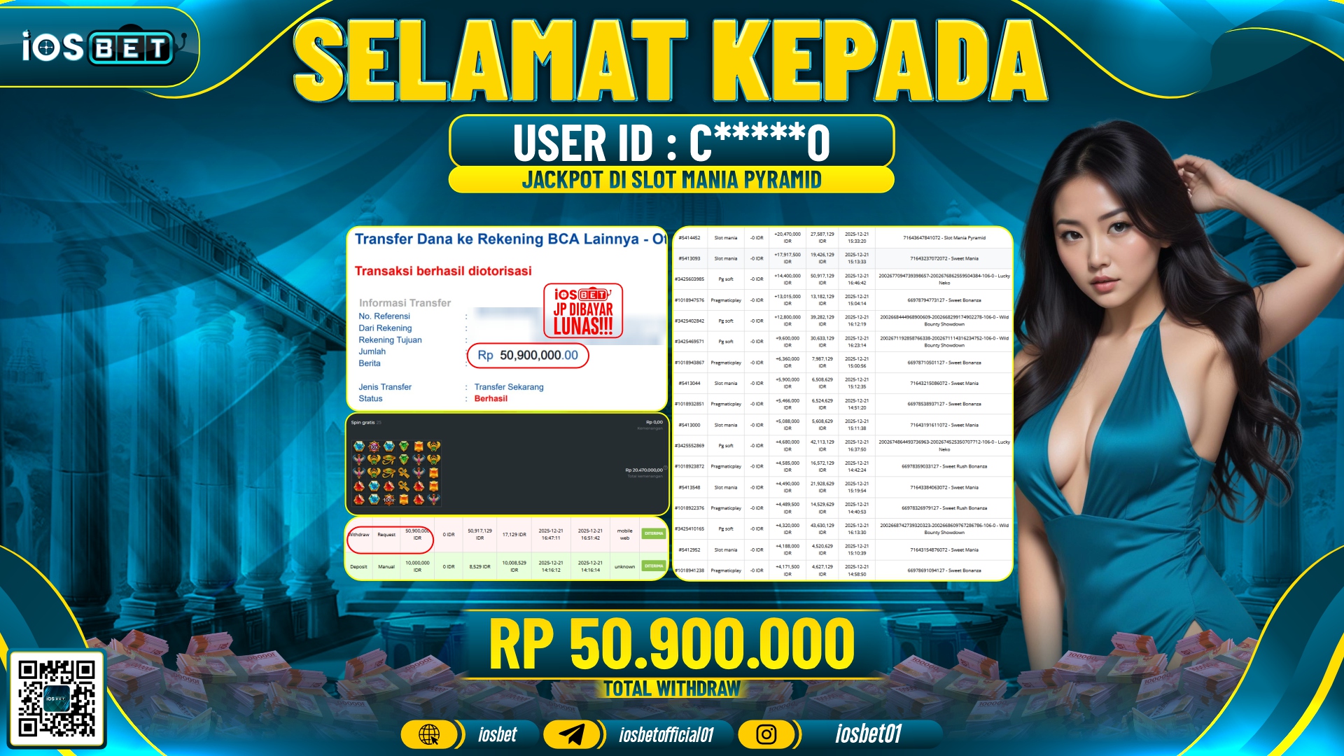 Bukti Pembayaran LUNAS SLOT GAME GACOR Rp.50.900.000,-