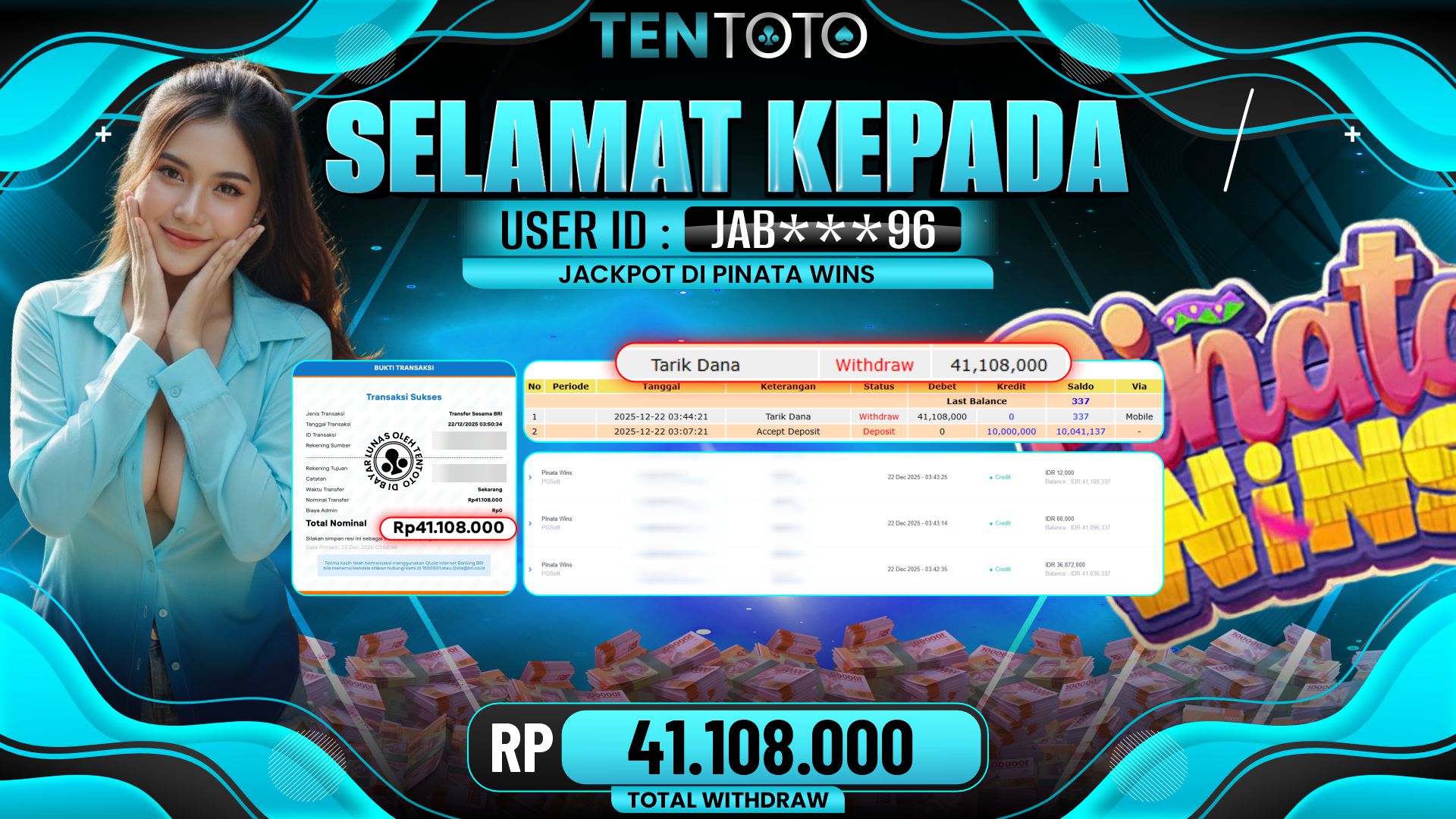 TENTOTO Pinata Wins Rp. 41.108.000,- LUNAS