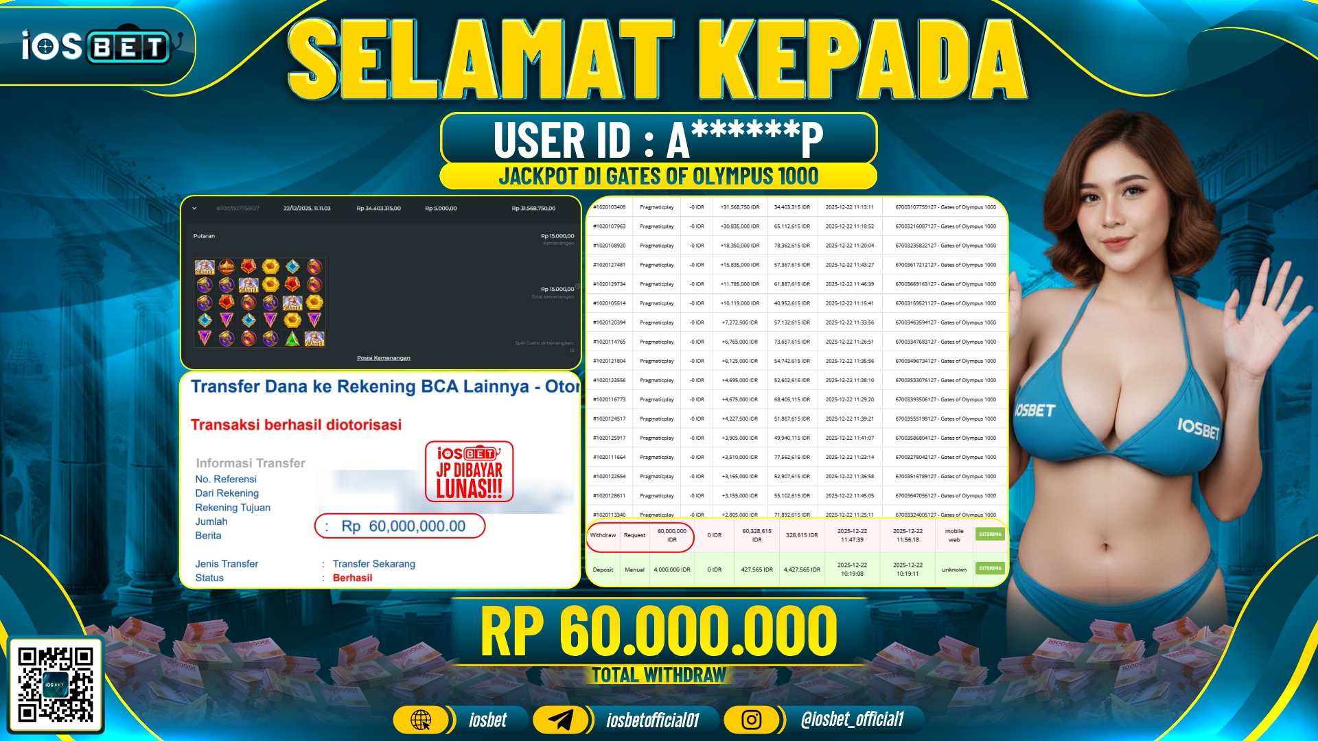 Bukti Pembayaran LUNAS SLOT GAME GACOR Rp.60.000.000,-