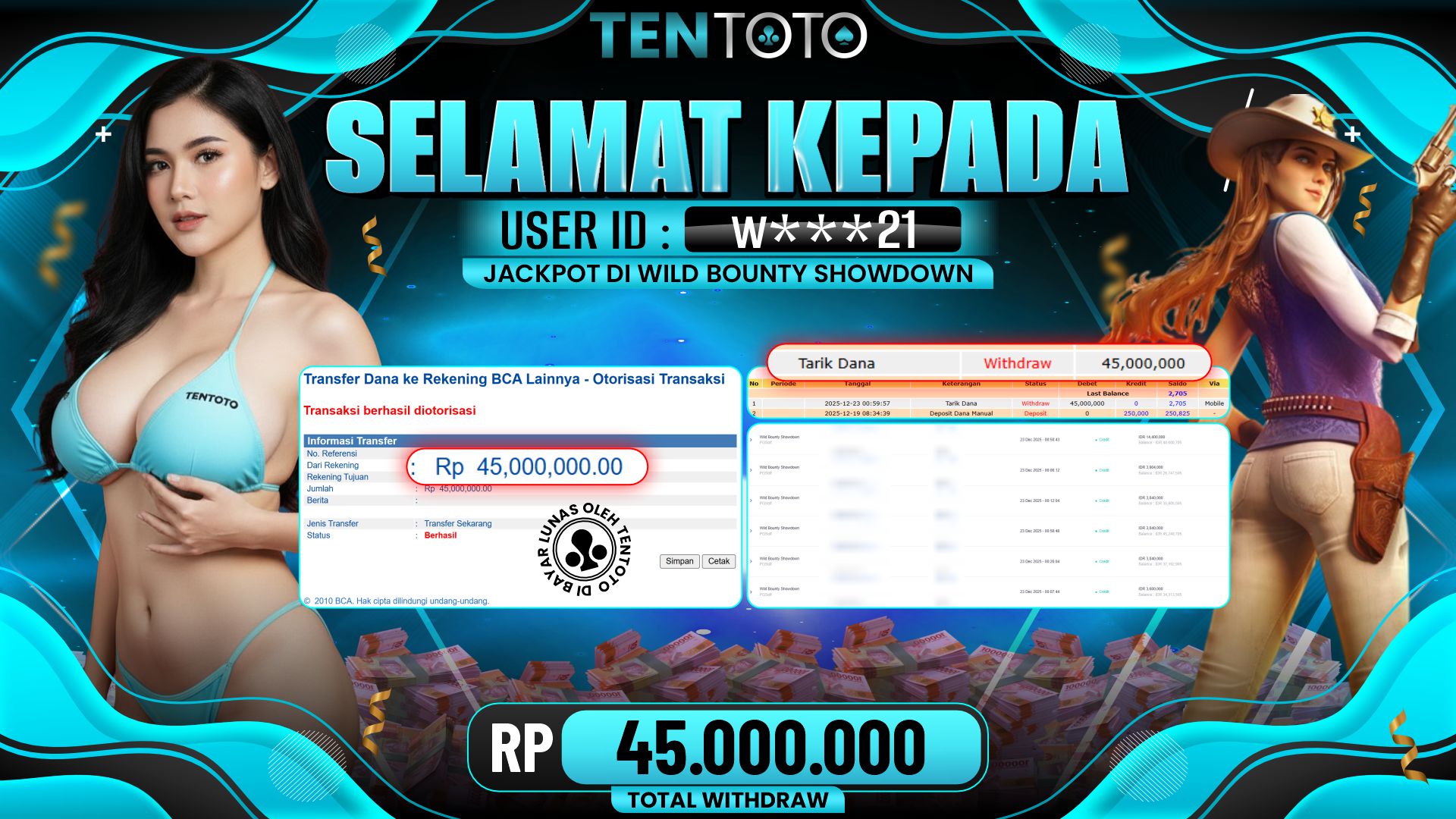 TENTOTO Wild Bounty Showdown Rp. 45.000.000,- LUNAS
