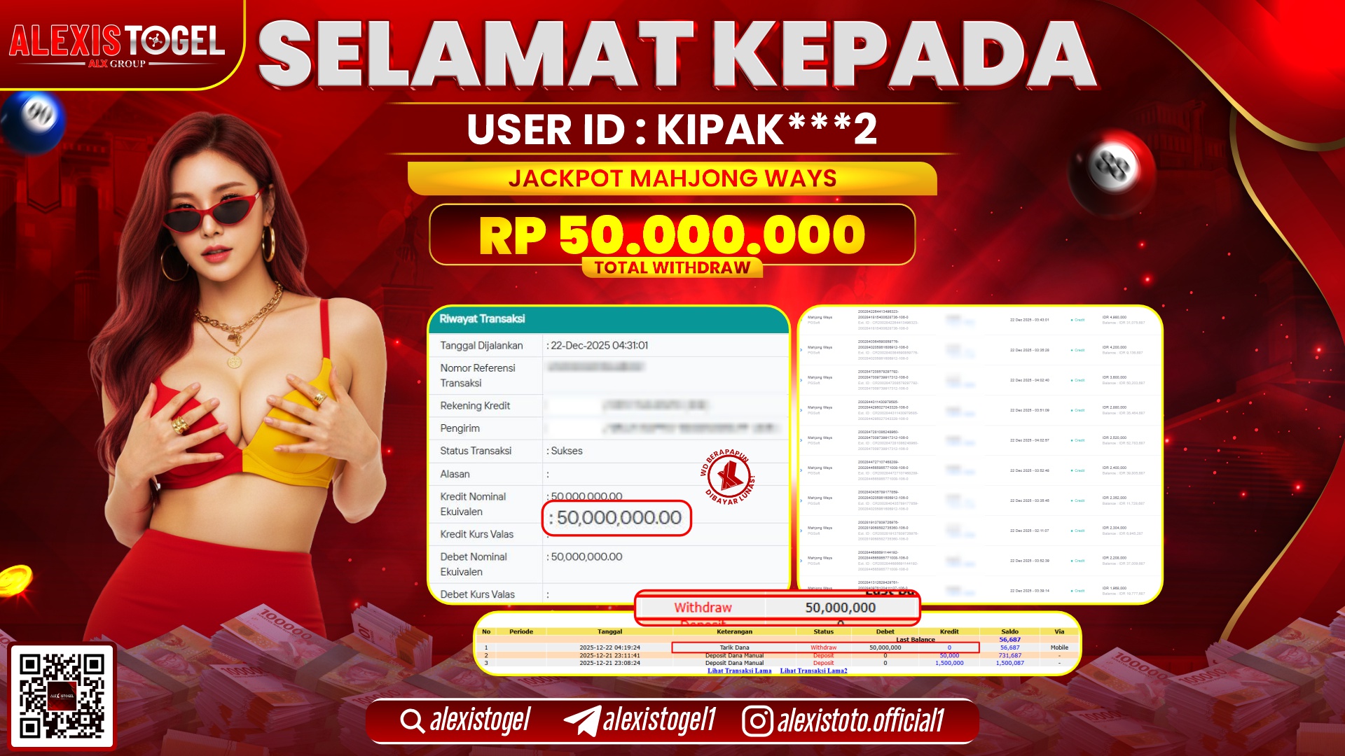 ALEXISTOGEL di SLOT MAHJONG WAYS RP.50.000.000,- LUNAS 