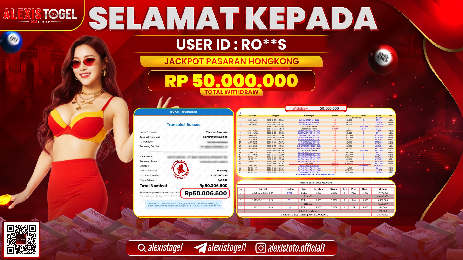 ALEXISTOGEL di TOGEL HONGKONG LOTTO RP.50.000.000,- LUNAS 