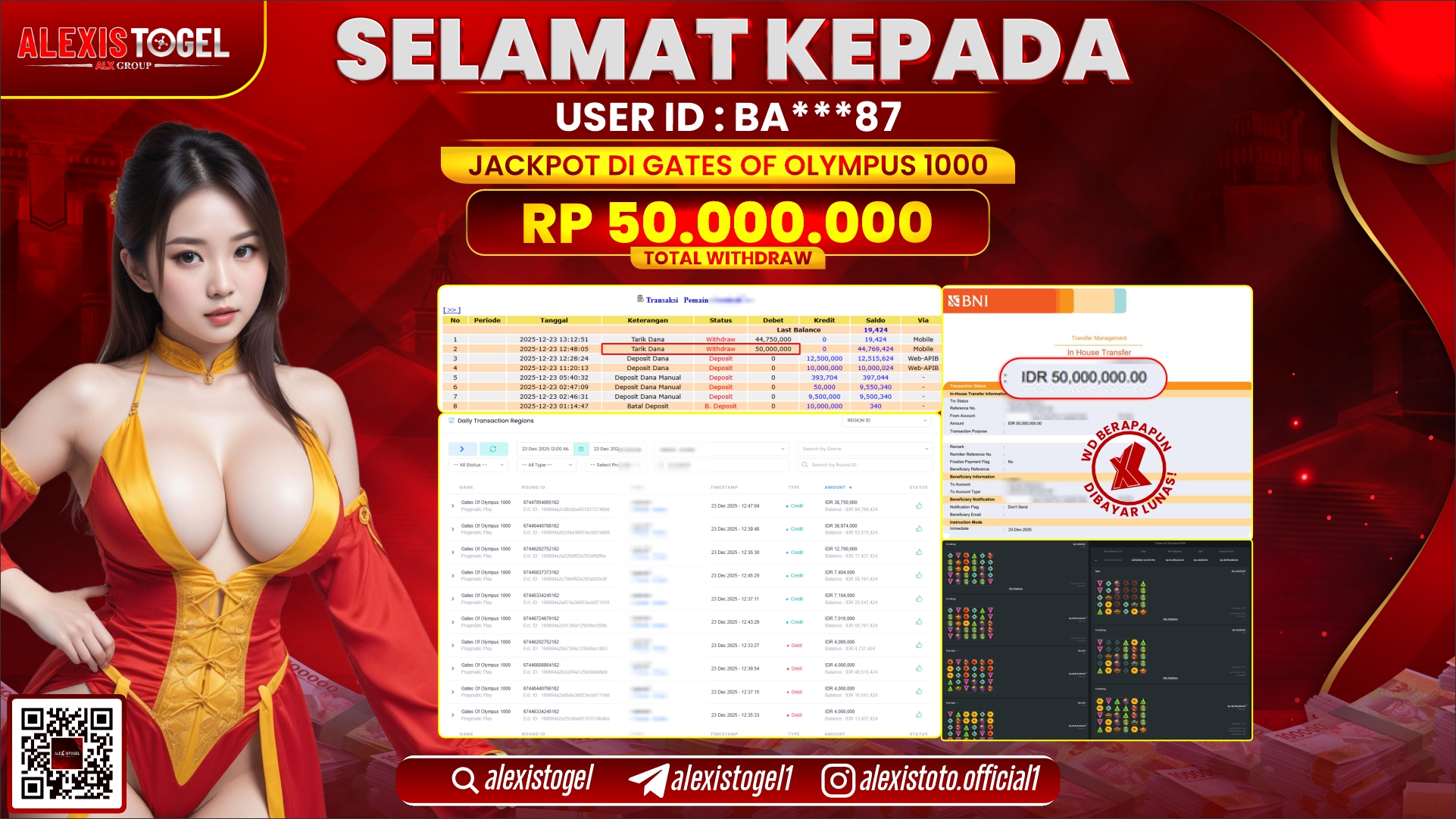 ALEXISTOGEL di SLOT GATES OF OLYMPUS 1000 RP.50.000.000,- LUNAS 