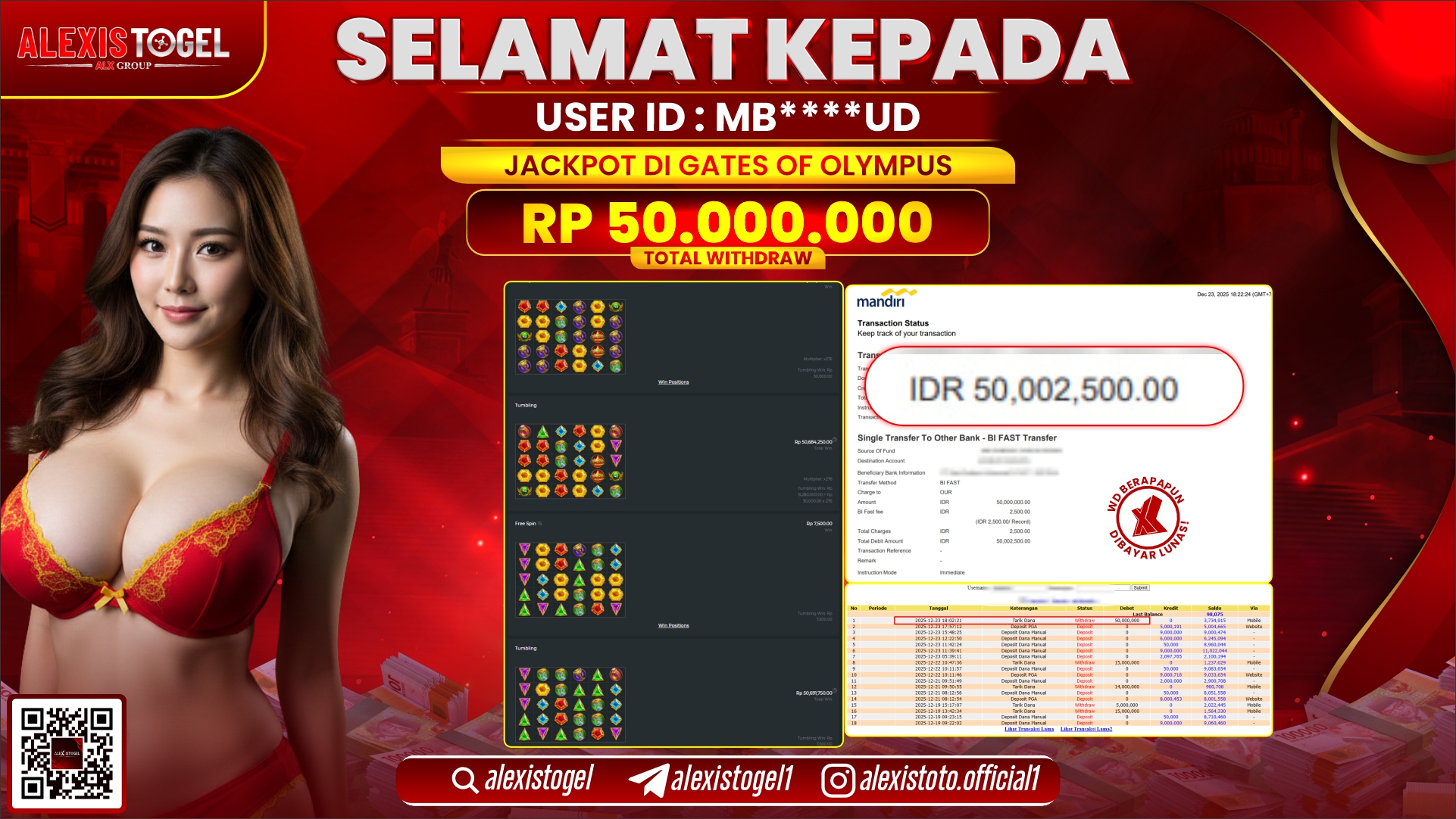 ALEXISTOGEL di SLOT GATES OF OLYMPUS RP.50.000.000,- LUNAS 