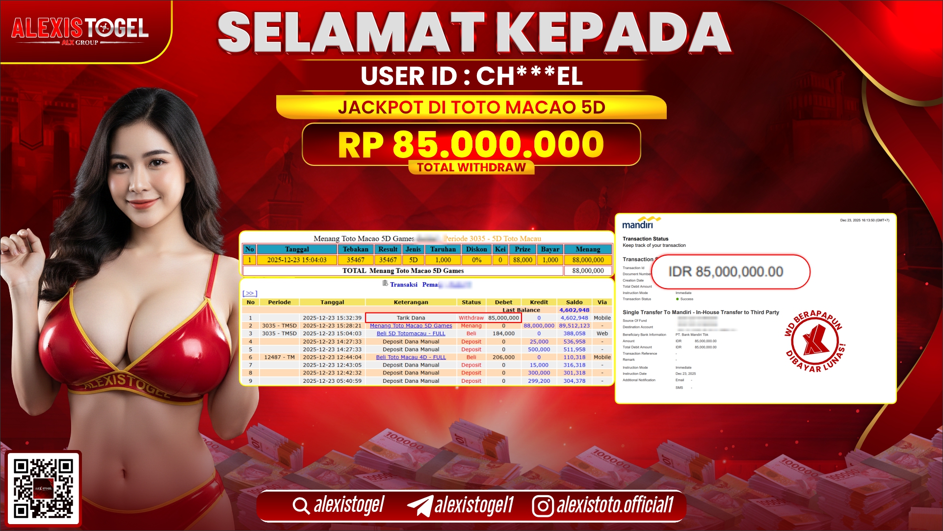 ALEXISTOGEL di TOGEL TOTO MACAU 5D RP.85.000.000,- LUNAS 