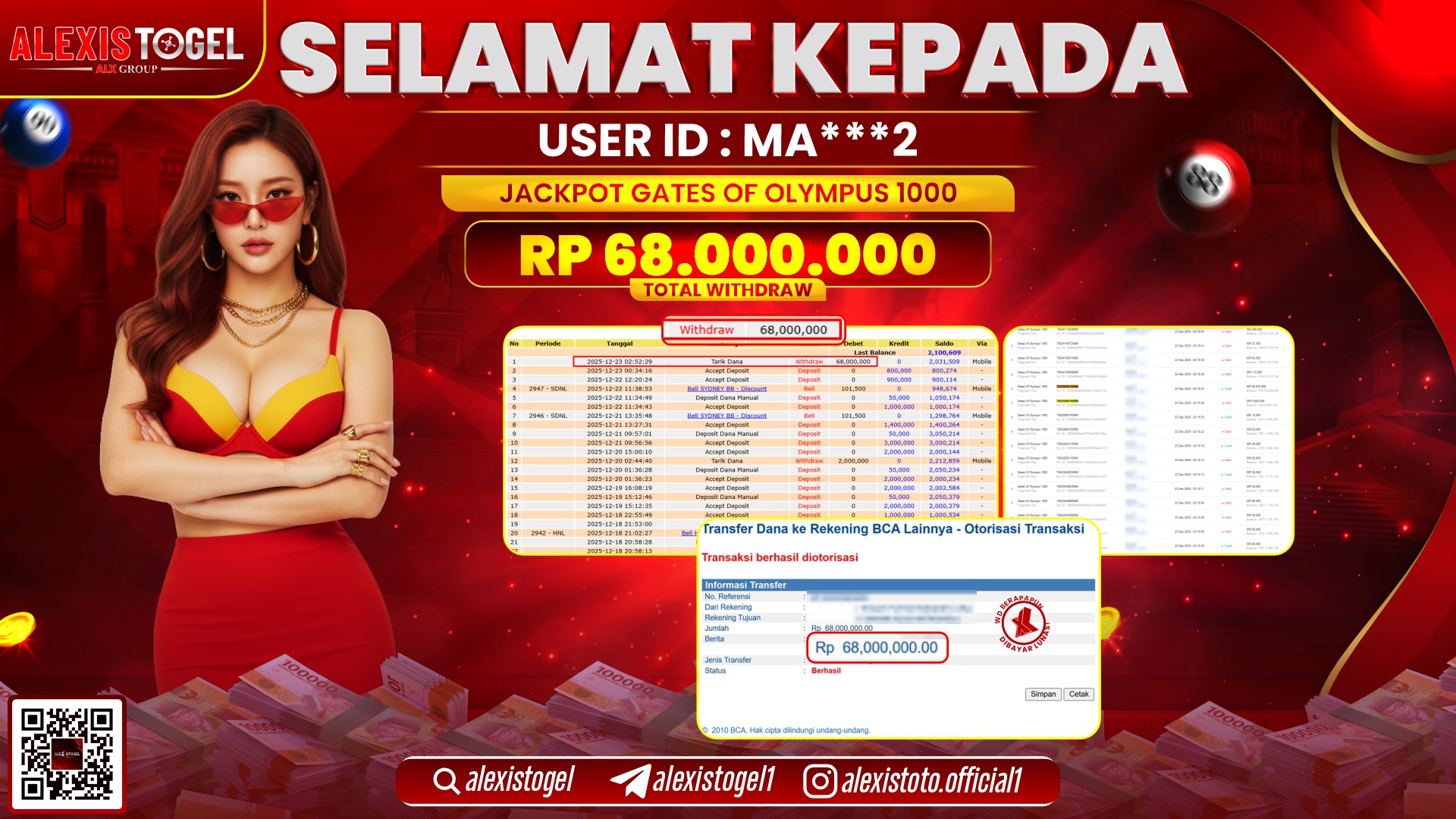 ALEXISTOGEL di SLOT GATES OF OLYMPUS 1000 RP.68.000.000,- LUNAS 