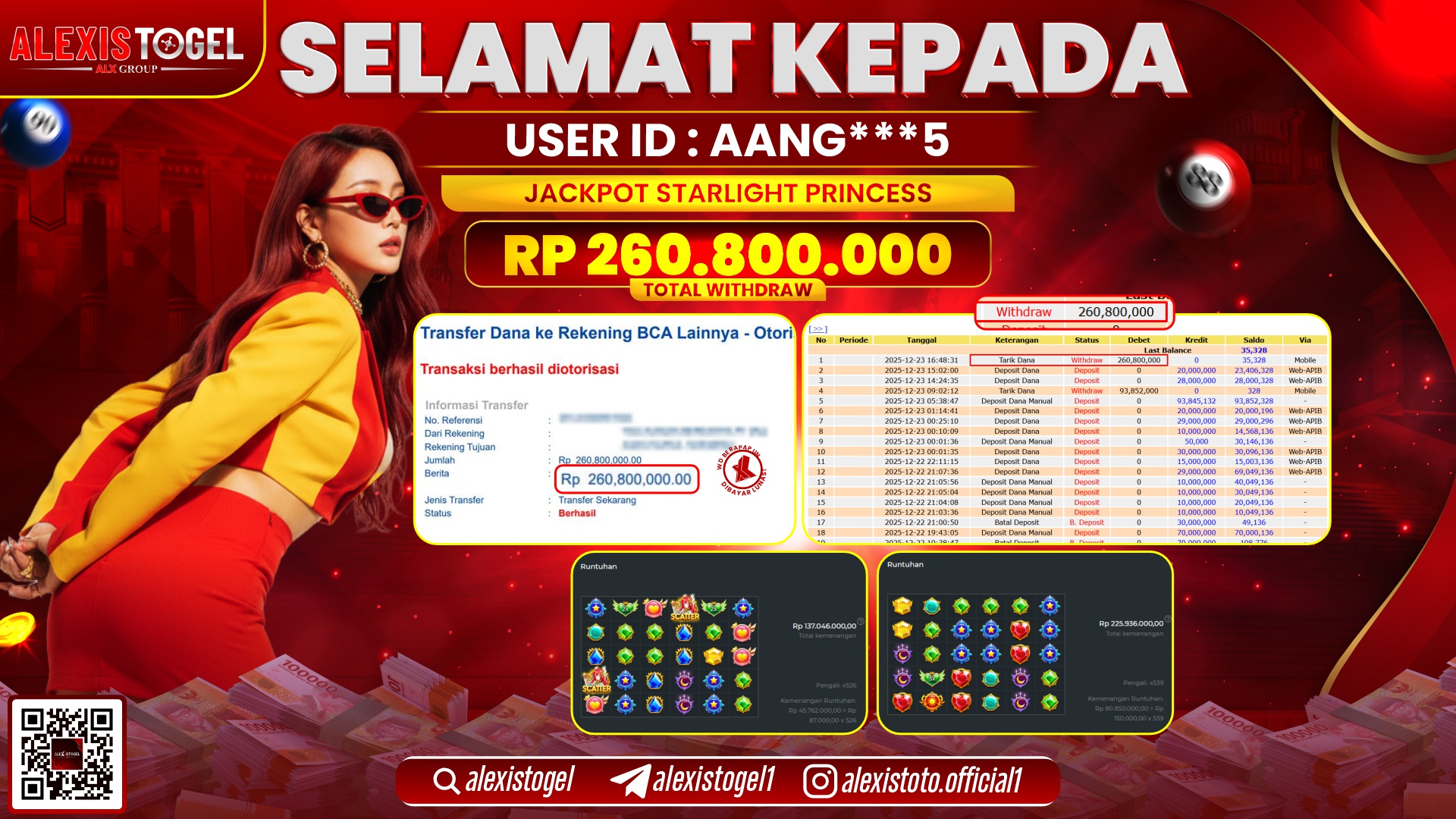 ALEXISTOGEL di SLOT STARLIGHT PRINCESS RP.260.800.000,- LUNAS  