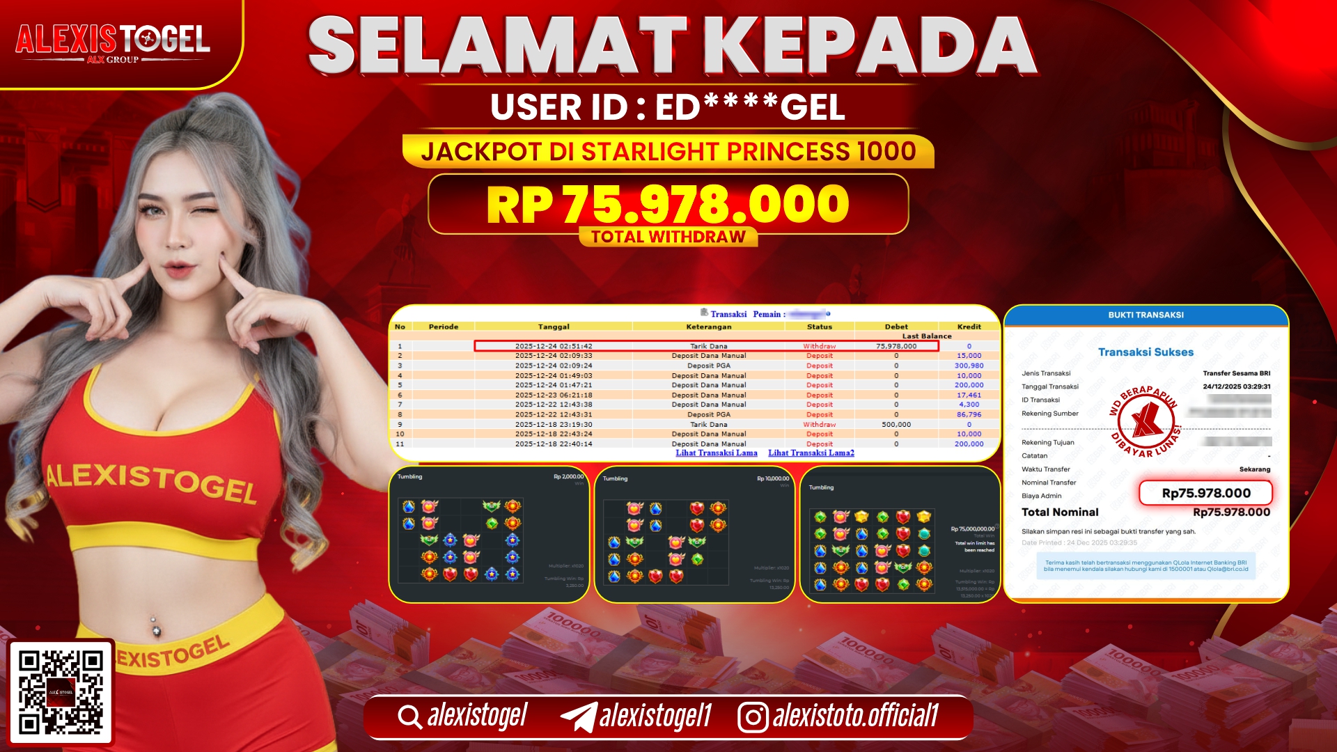 ALEXISTOGEL di SLOT STARLIGHT PRINCESS 1000 RP.75.978.000,- LUNAS   