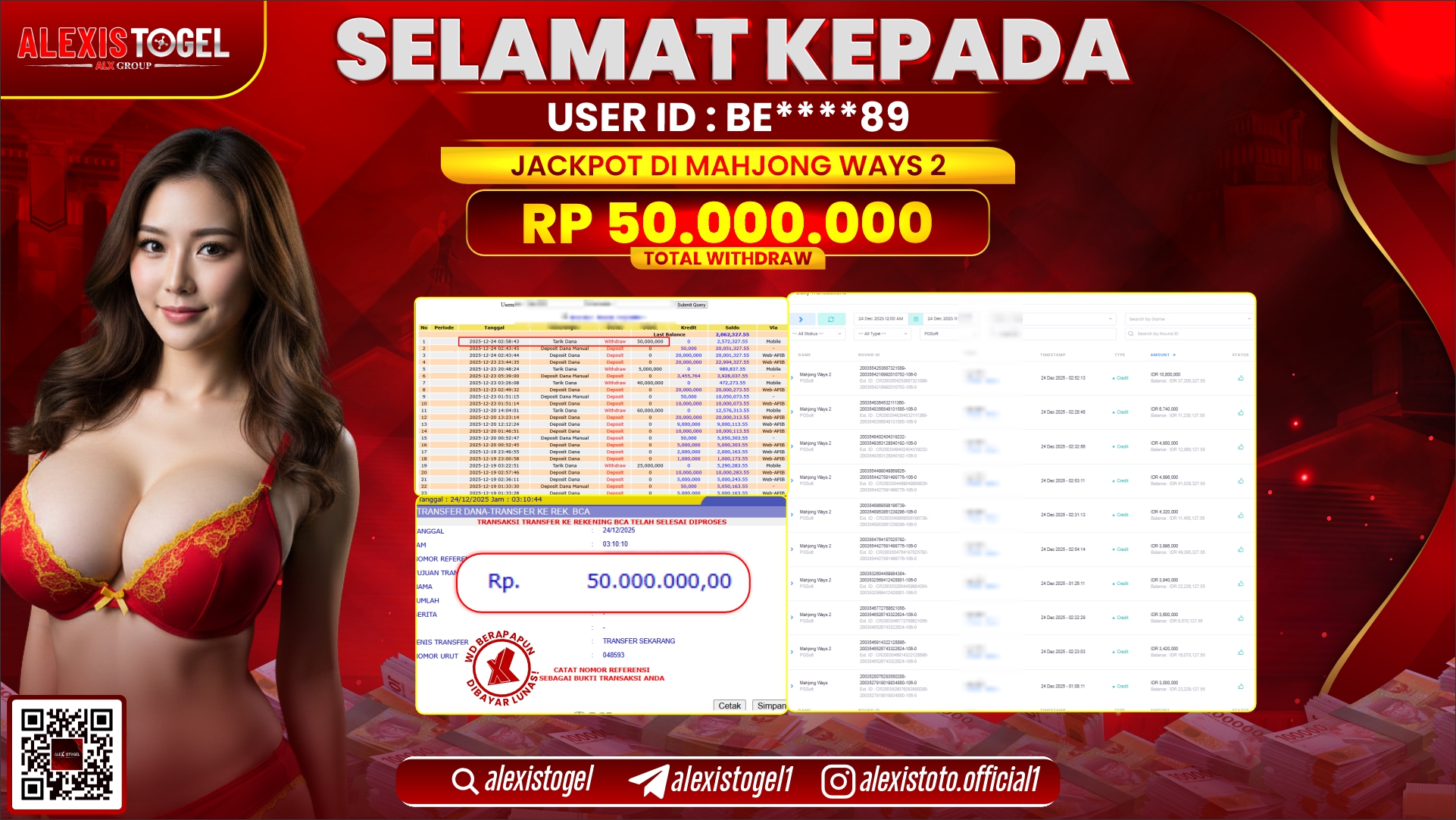 ALEXISTOGEL di SLOT MAHJONG WAYS 2 RP.50.000.000,- LUNAS  