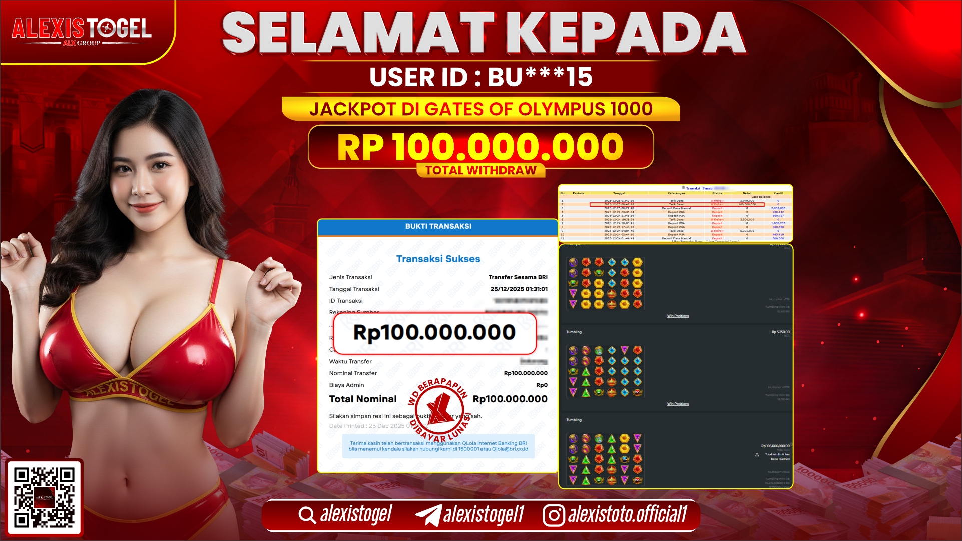 ALEXISTOGEL di SLOT GATES OF OLYMPUS 1000 RP.100.000.000,- LUNAS