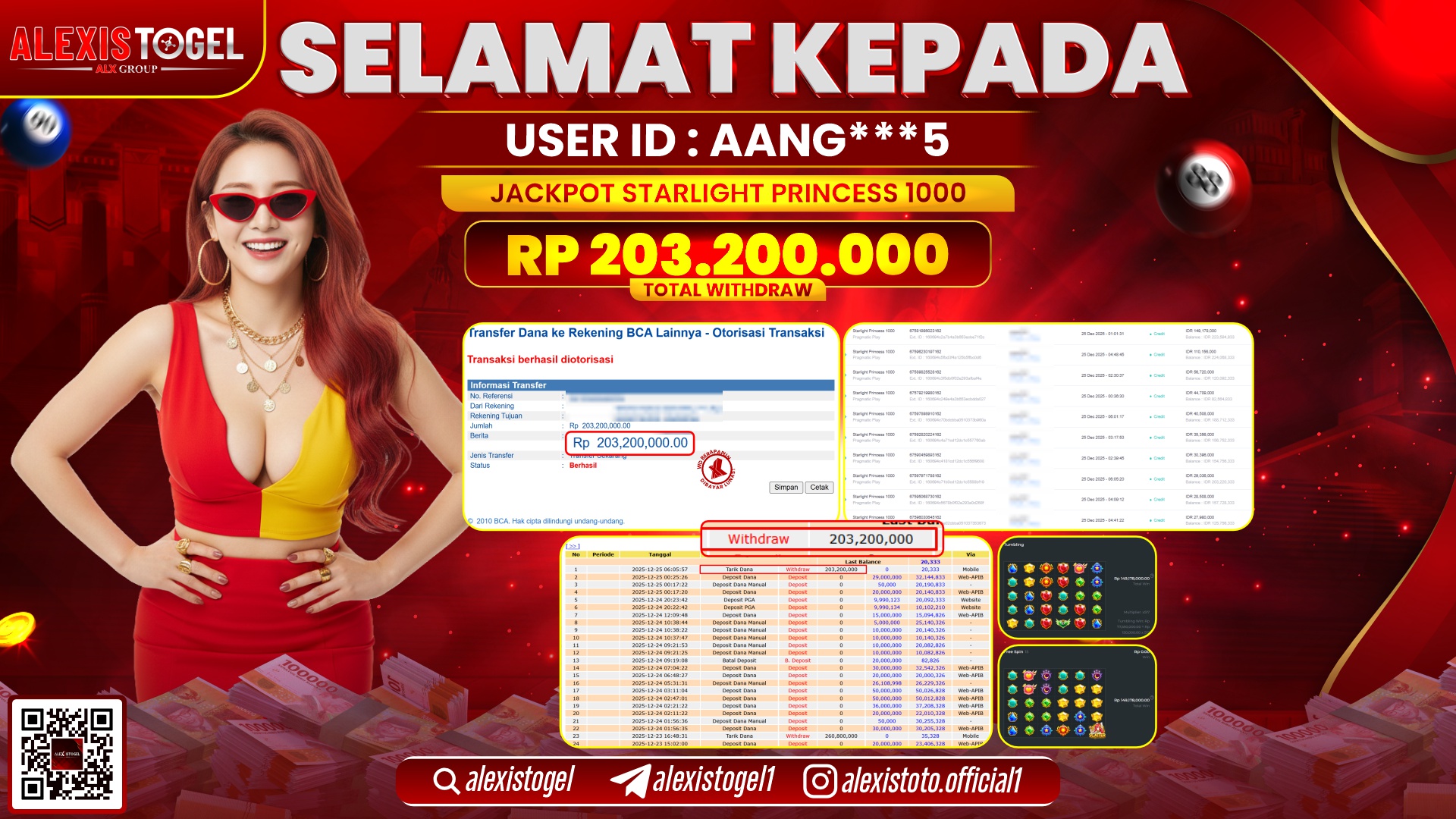 ALEXISTOGEL di SLOT STARLIGHT PRINCESS 1000 RP.203.200.000,- LUNAS