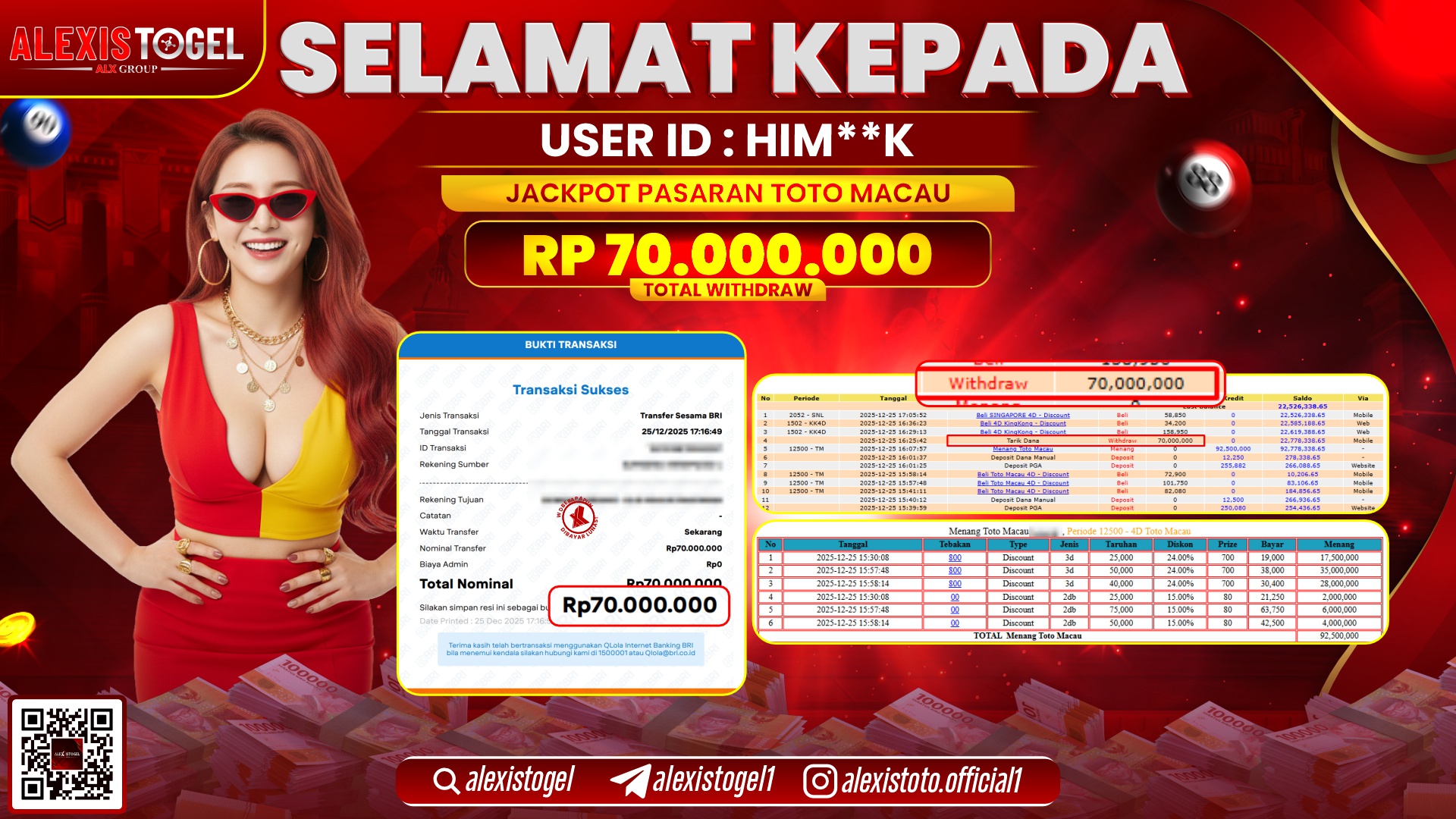 ALEXISTOGEL di TOGEL TOTO MACAU RP.70.000.000,- LUNAS