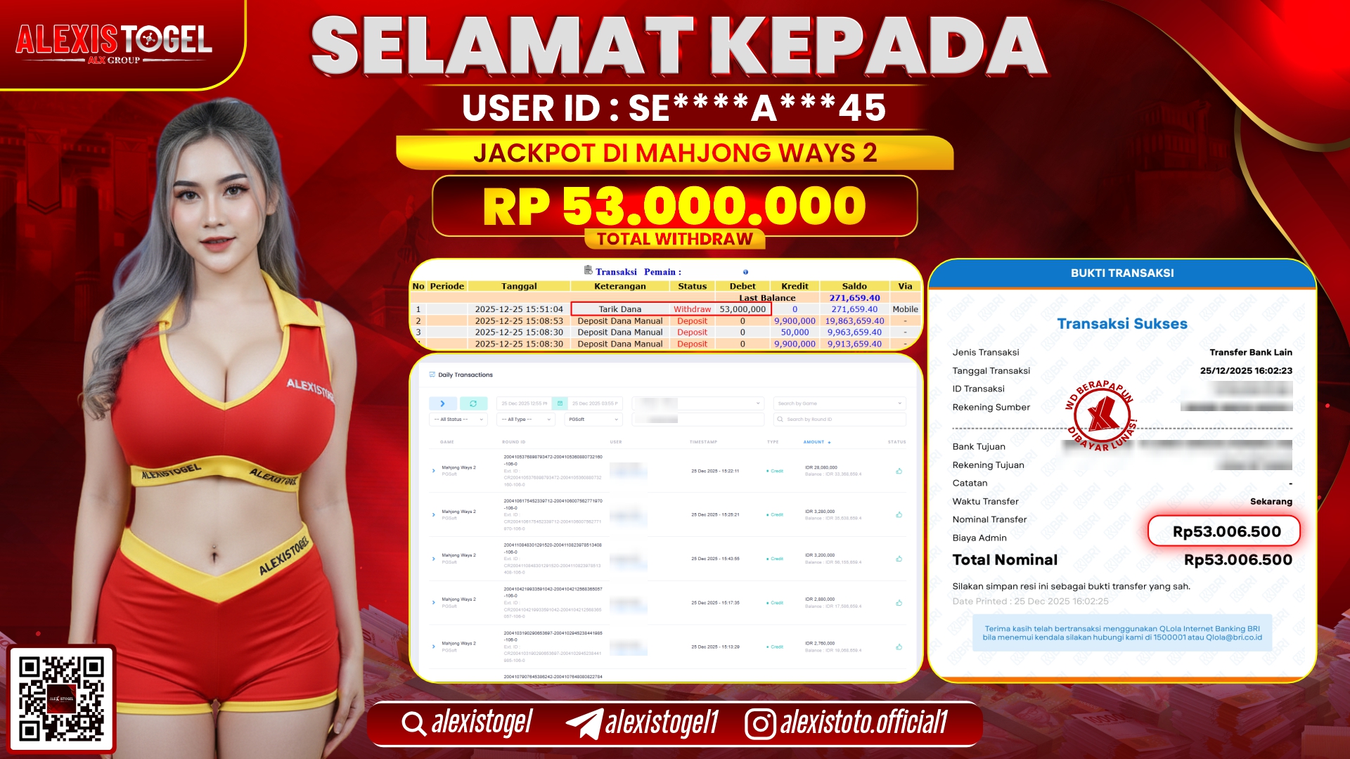 ALEXISTOGEL di SLOT MAHJONG WAYS 2 RP.53.000.000,- LUNAS