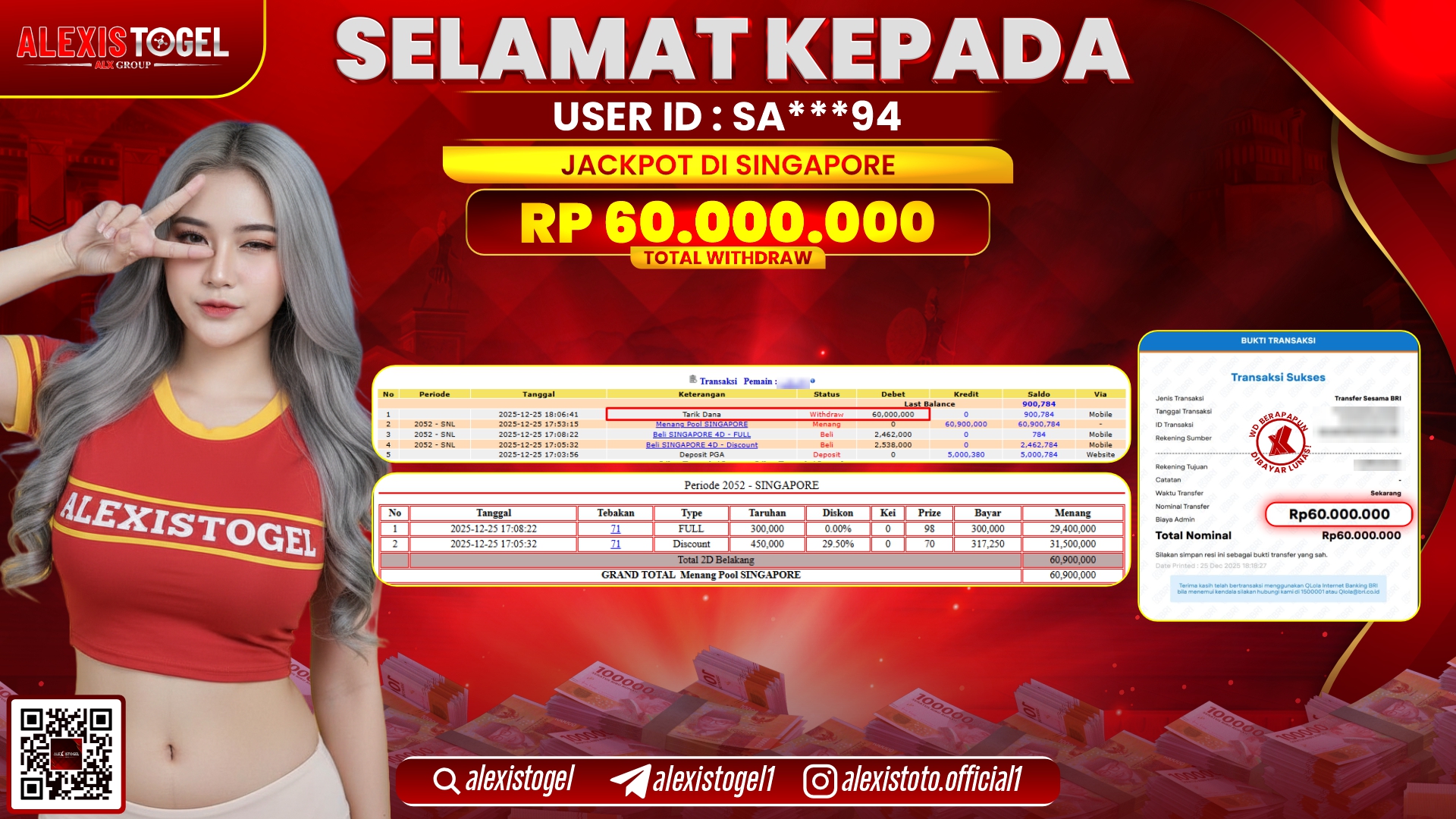 ALEXISTOGEL di TOGEL SINGAPORE RP.60.000.000,- LUNAS