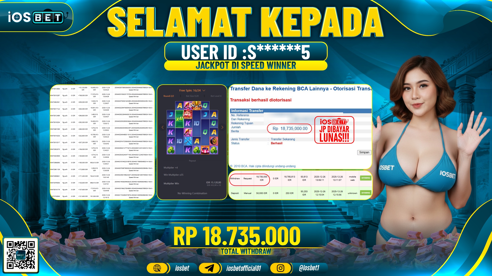 Bukti Pembayaran LUNAS SLOT GAME GACOR Rp.18.735.000,-