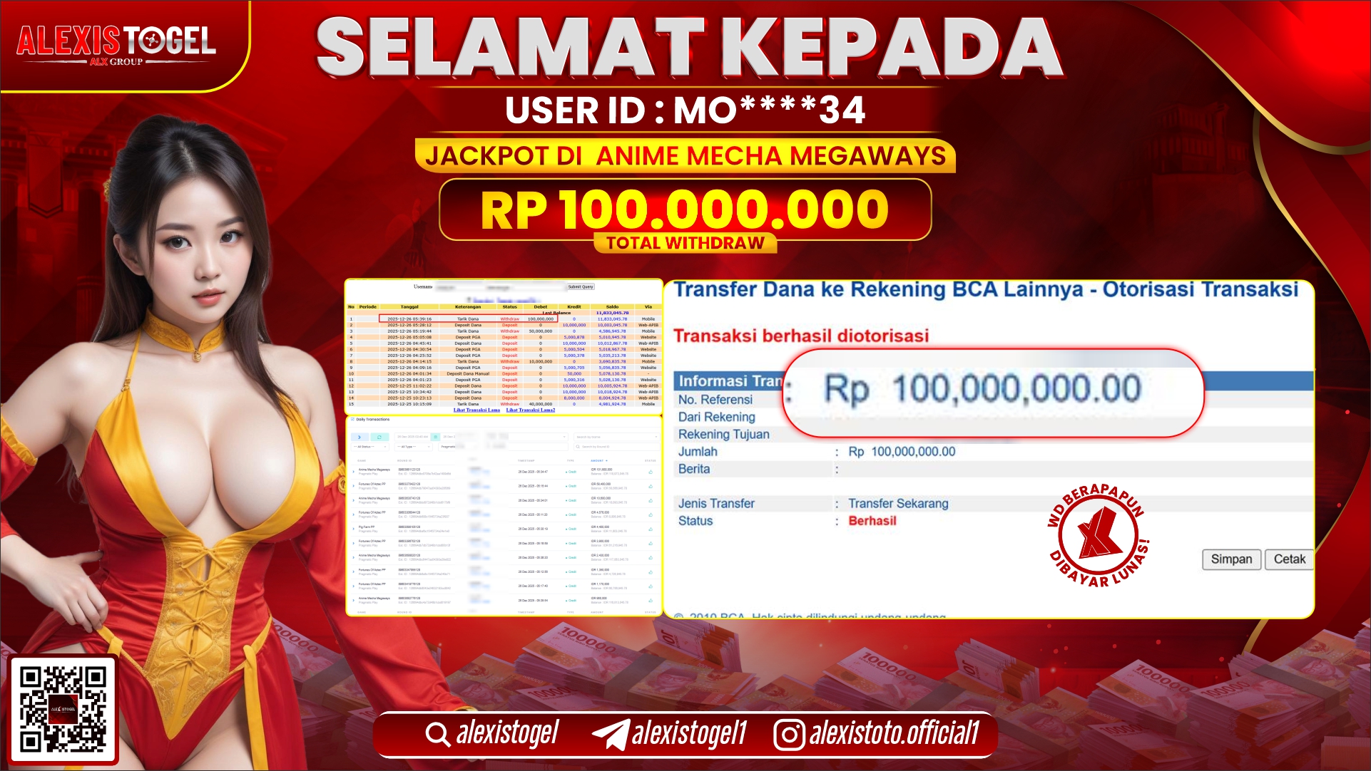 ALEXISTOGEL di SLOT ANIME MECHA MEGAWAYS RP.100.000.000,- LUNAS