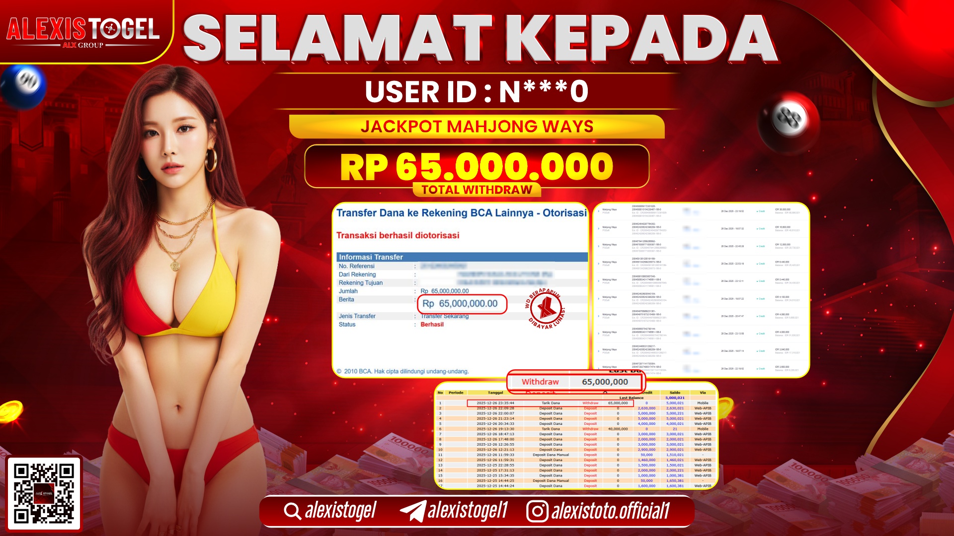 ALEXISTOGEL di SLOT MAHJONG WAYS RP.65.000.000,- LUNAS