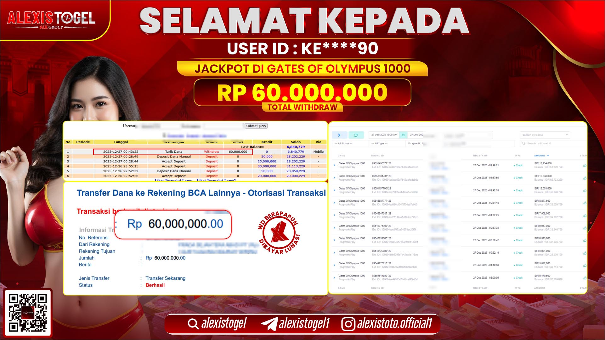 ALEXISTOGEL di SLOT GACOR OF OLYMPUS 1000 RP.60.000.000,- LUNAS