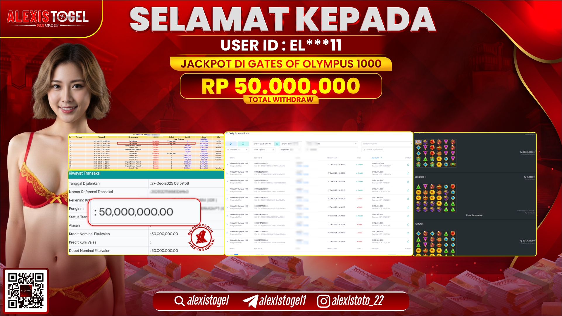 ALEXISTOGEL di SLOT GATES OF OLYMPUS 1000 RP.50.000.000,- LUNAS