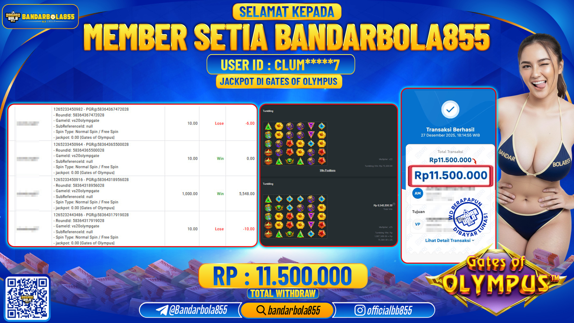 🎖 JACKPOT BANDARBOLA855 di GATES OF OLYMPUS Rp11.500.000 🎖