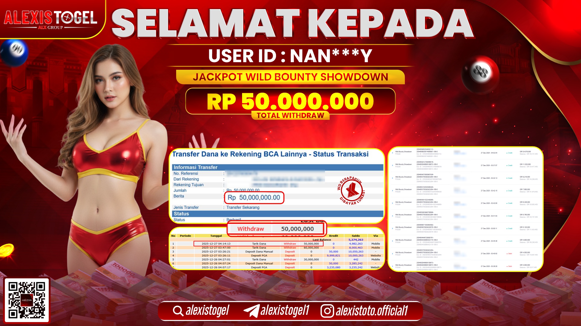 ALEXISTOGEL di SLOT WILD BOUNTY SHOWDOWN RP.50.000.000,- LUNAS