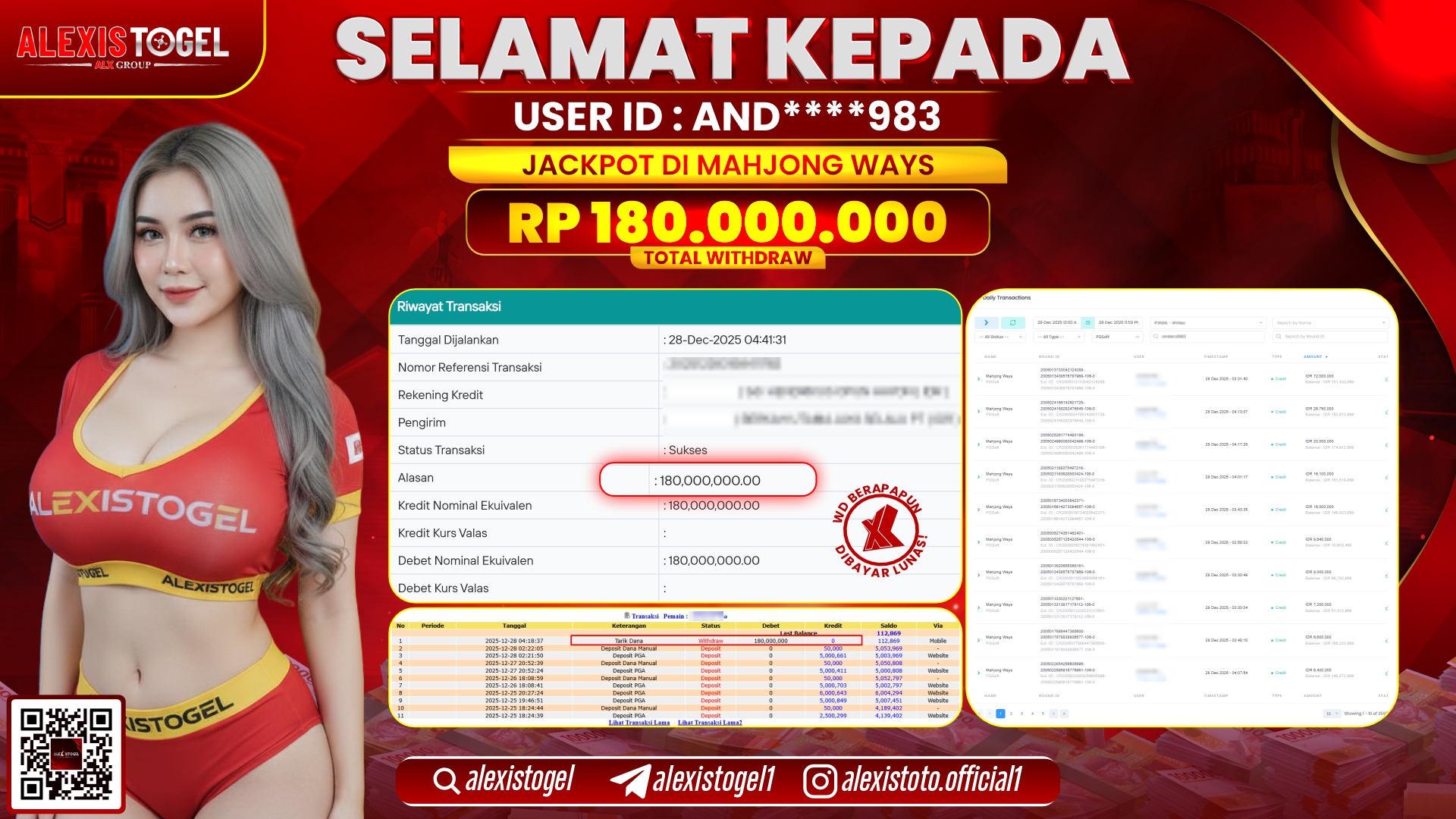 ALEXISTOGEL di SLOT MAHJONG WAYS RP.180.000.000,- LUNAS