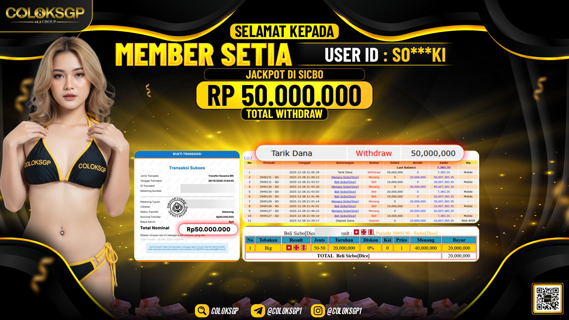 COLOKSGP JACKPOT LIVE GAMES SICBO DICE