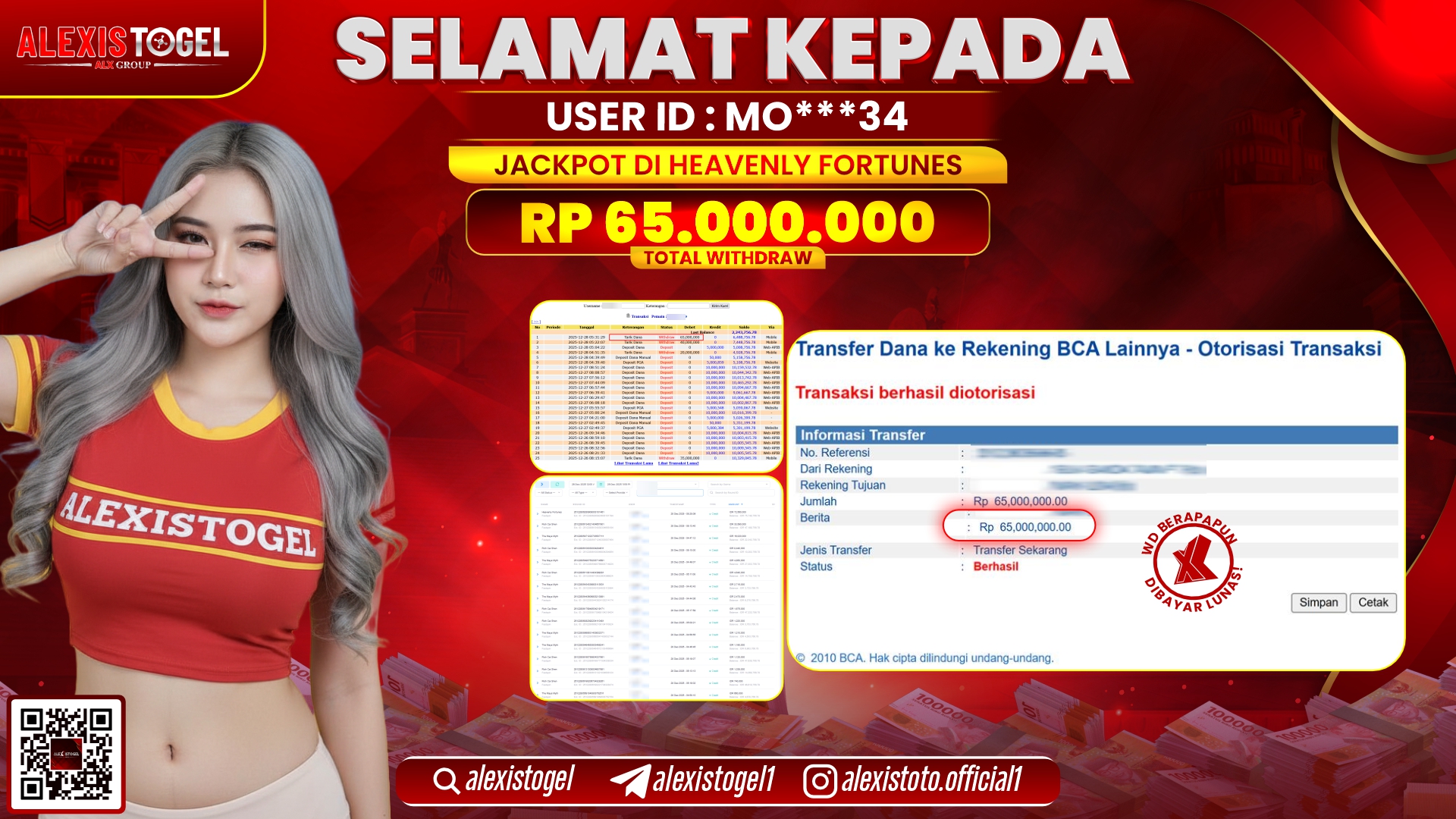 ALEXISTOGEL di SLOT HEAVENLY FORTUNES RP.65.000.000,- LUNAS