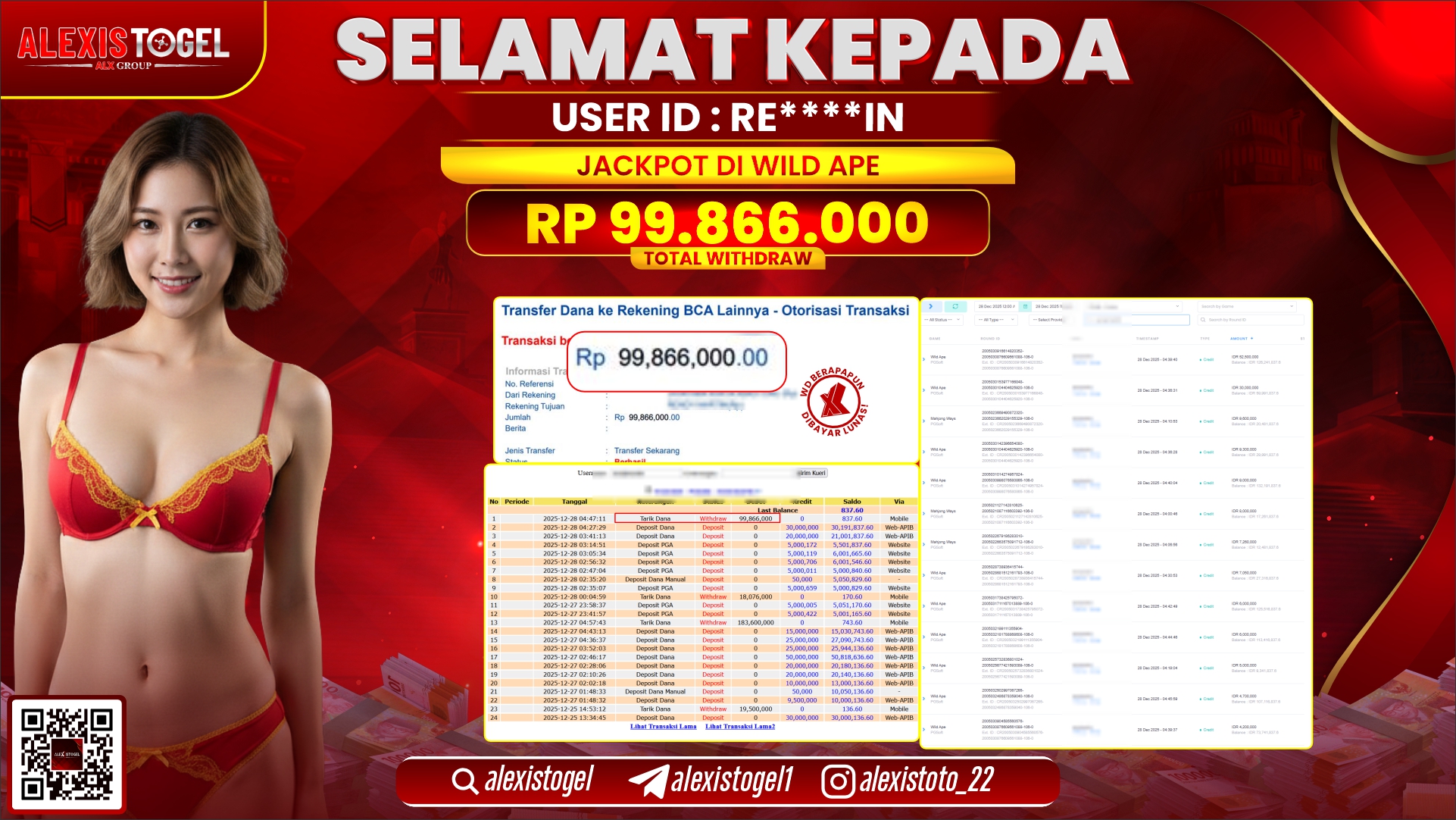 ALEXISTOGEL di SLOT WILD APE RP.99.866.000,- LUNAS